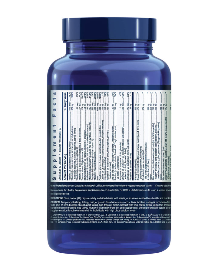 Life Extension Mix™ Capsules Without Copper, high Potency, Advanced Vitamin, Mineral, Fruit & Vegetable Formula, Vitamin B, C, D, E, for Whole-Body Health, Healthy Aging, Gluten-Free, 360 Capsules