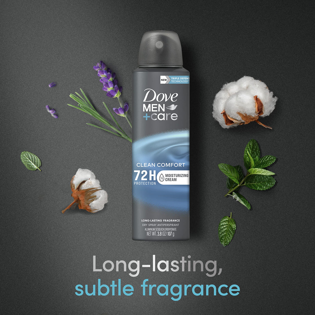 Dove Men+Care Antiperspirant Deodorant Clean Comfort Dry Spray For Men 72-hour Sweat and Odor Protection with Triple Defense Technology 3.8 oz