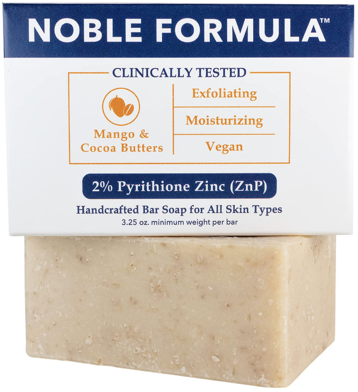 Noble Formula 2% Pyrithione Zinc (ZnP) Vegan Mango and Cocoa Butter Bar Soap, 3.25 oz
