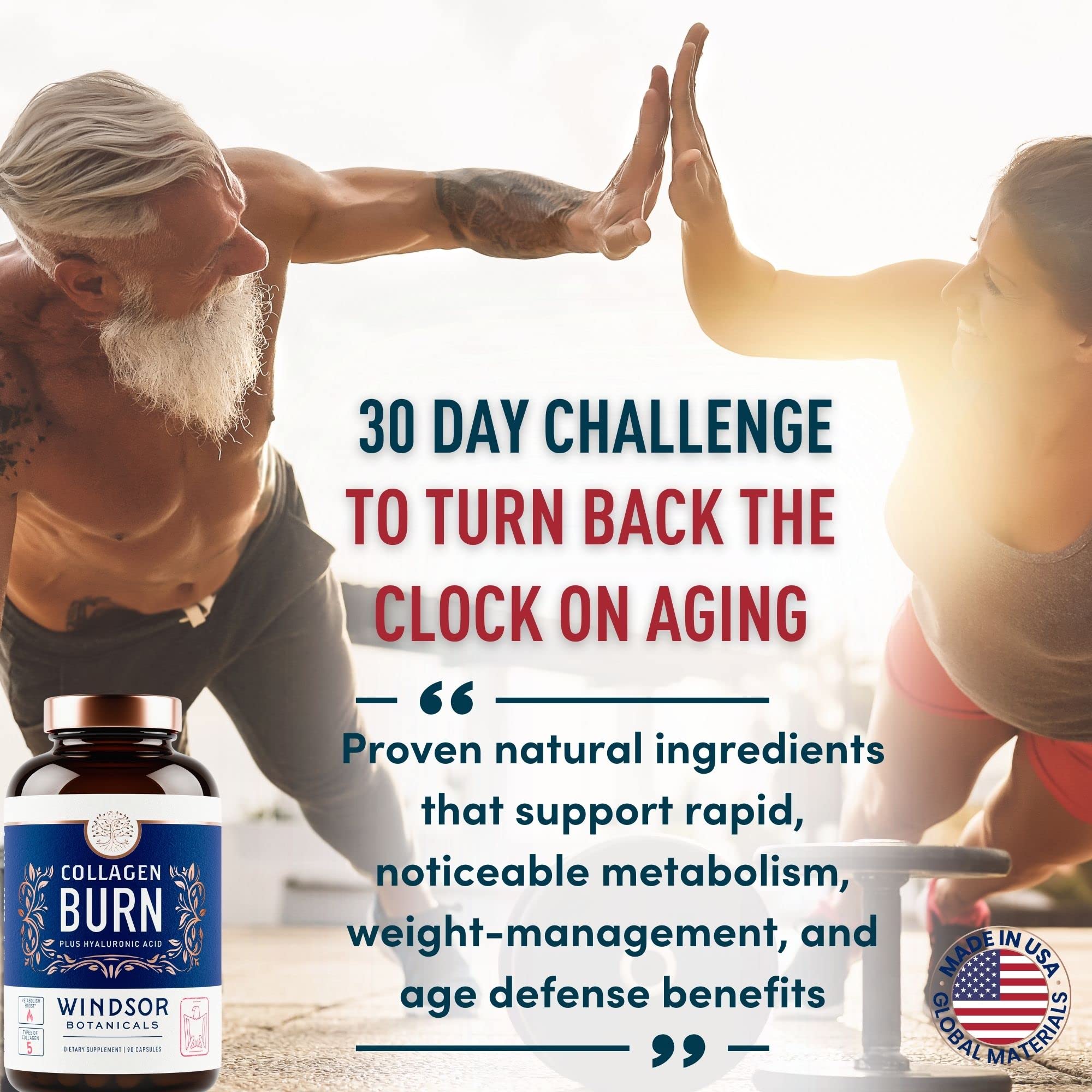 Thermogenic Multi Collagen Burn Capsules - Hydrating Hyaluronic Acid, Marine Collagen Supplements for Women and Men & Vitamin C - Hydrolyzed Collagen Complex 5 Types- 2-Pack, 180 Pills