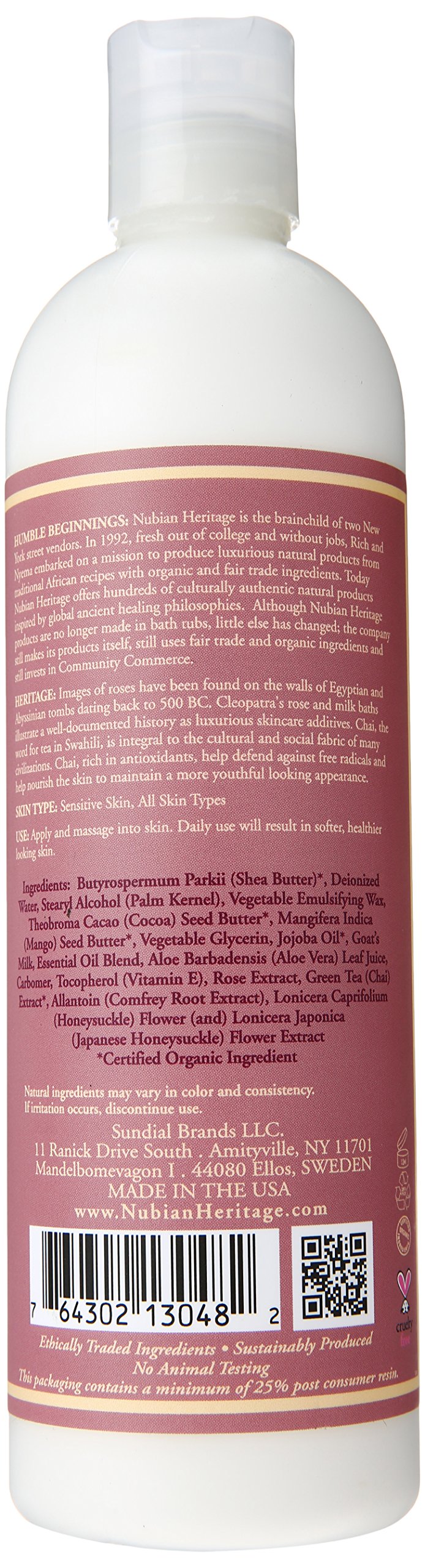 Nubian Heritage Body Lotion Goat's Milk & Chai With Rose Extract - 13 Fl Oz