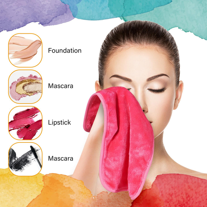 Nugilla Makeup Remover Cloth 5 Pack -,Reusable Microfiber Cleansing Towelï¼Å’Suitable for All Skin Typesï¼Å’Move Makeup Instantly with Just Waterï¼Å’Multiple Colours