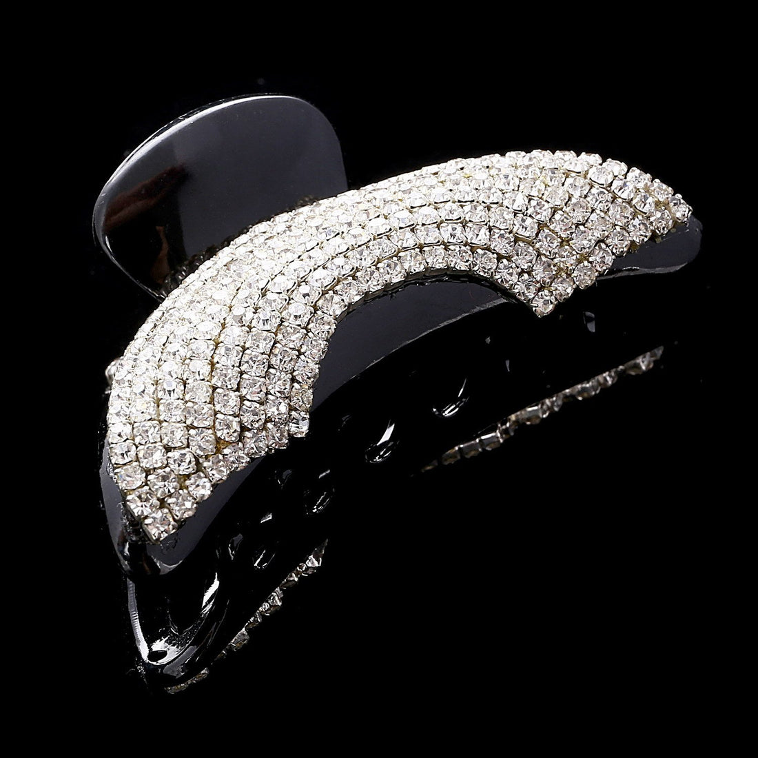 Women Lady Girls Exquisite Black Acrylic Full Diamond Rhinestones Plate Hair Jaw Clips Hairpin - Large Fancy Bathe Hair Claw Clip for Thick Hair (B#)
