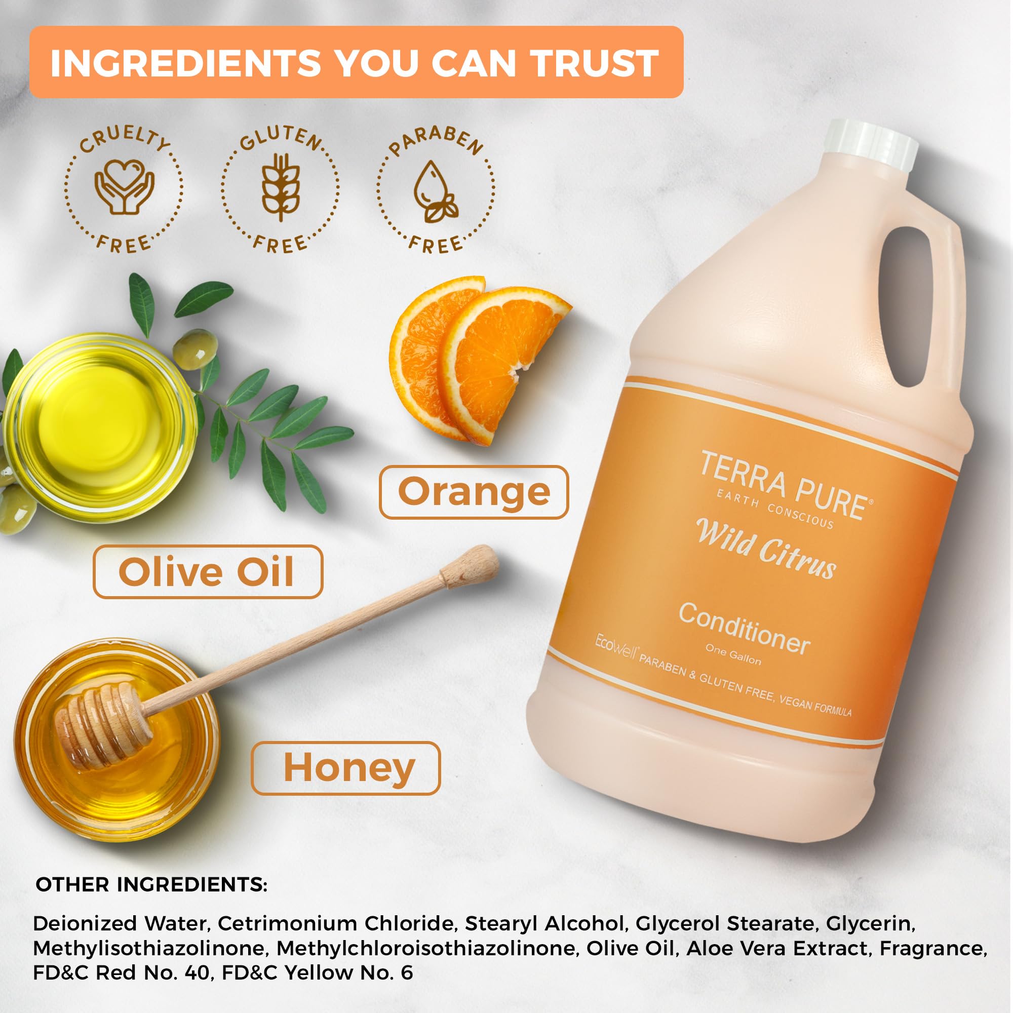 Terra Pure | 1 Gallon Conditioner | Luxury Hotel Toiletry Bulk Size| Designed to Refill Soap Dispensers | 128 oz