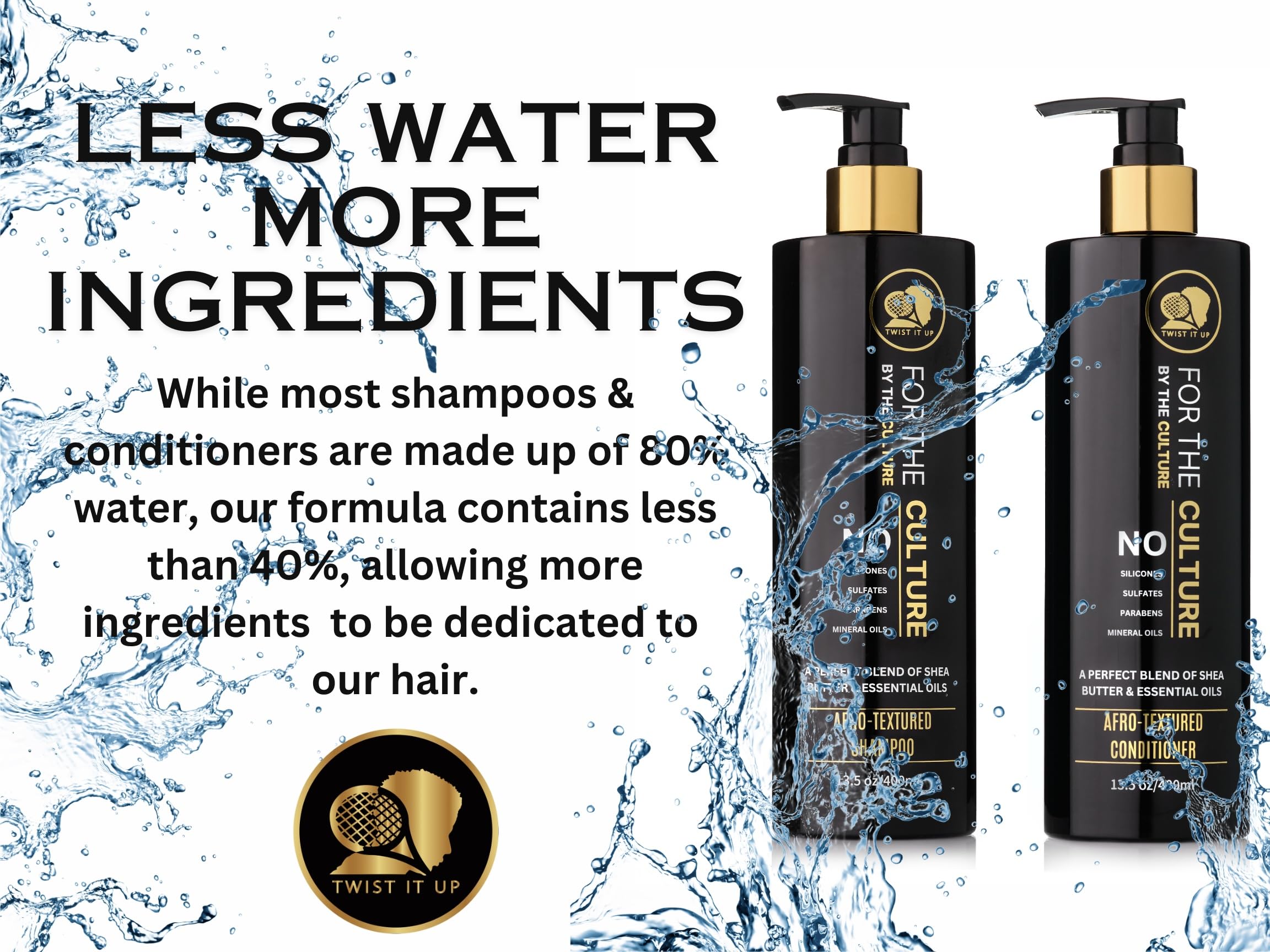 Twist It Up New Gold Standard Shampoo & Conditioner Set, Over 20 Natural Ingredients, Sulfate & Paraben-Free, Silicone-Free, Moisturizing, Hydrating, for Afro-Textured Hair