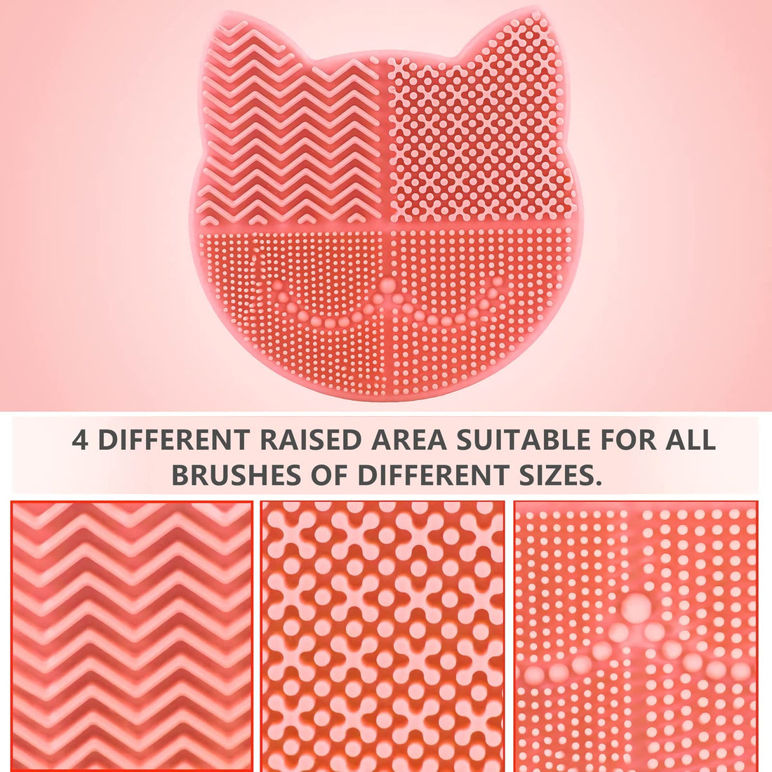 Silicon Makeup Brush Cleaning Mat with Brush Drying Holder Brush Cleaner Mat Portable Cat Shaped Cosmetic Brush Cleaner Pad (New Orange)