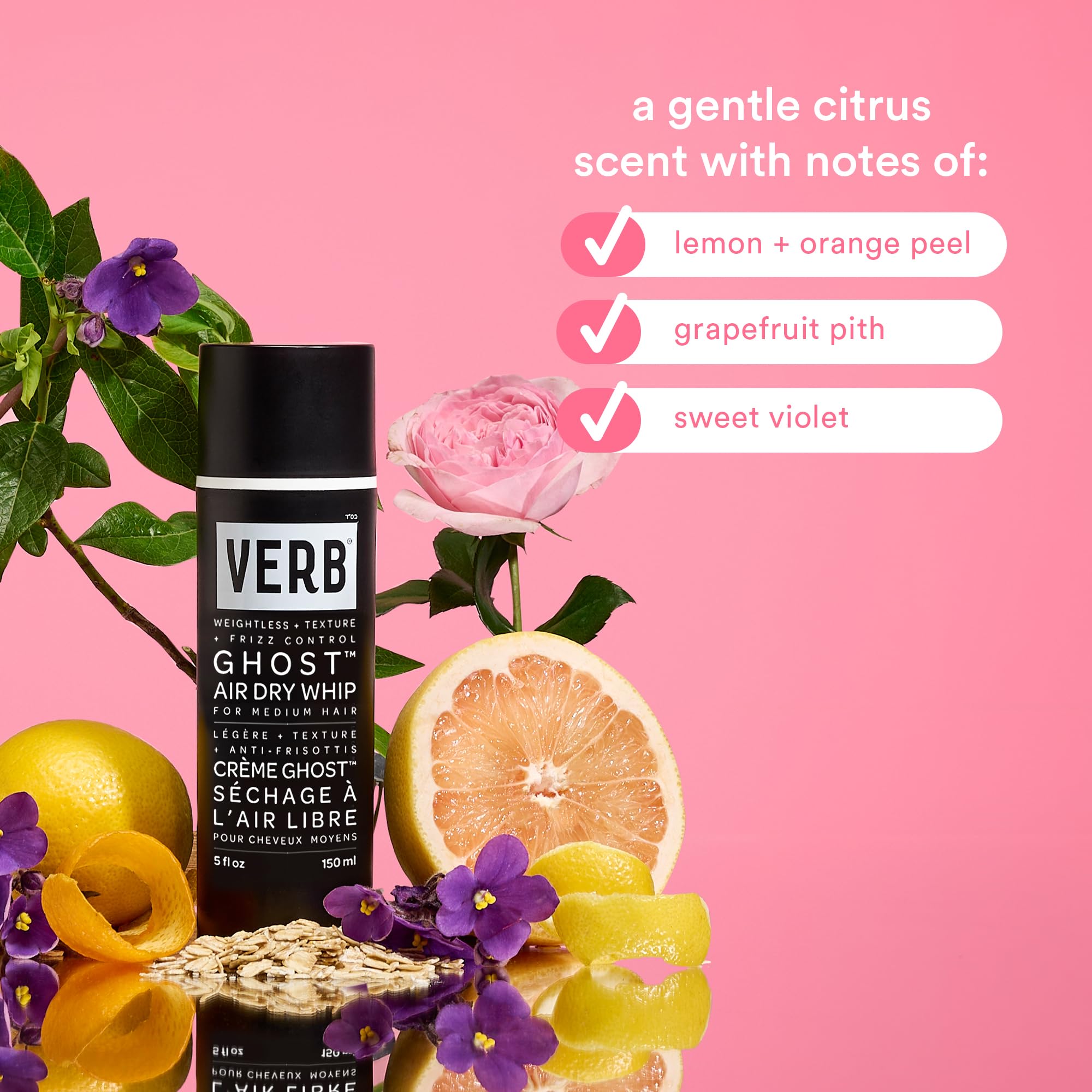 VERB Ghost Air Dry Whip, 5 oz - Weightless Styling Cream - Infused with Moringa Oil - Anti-Frizz + Provides Hydration- Vegan, No Parabens or Harmful Sulfates