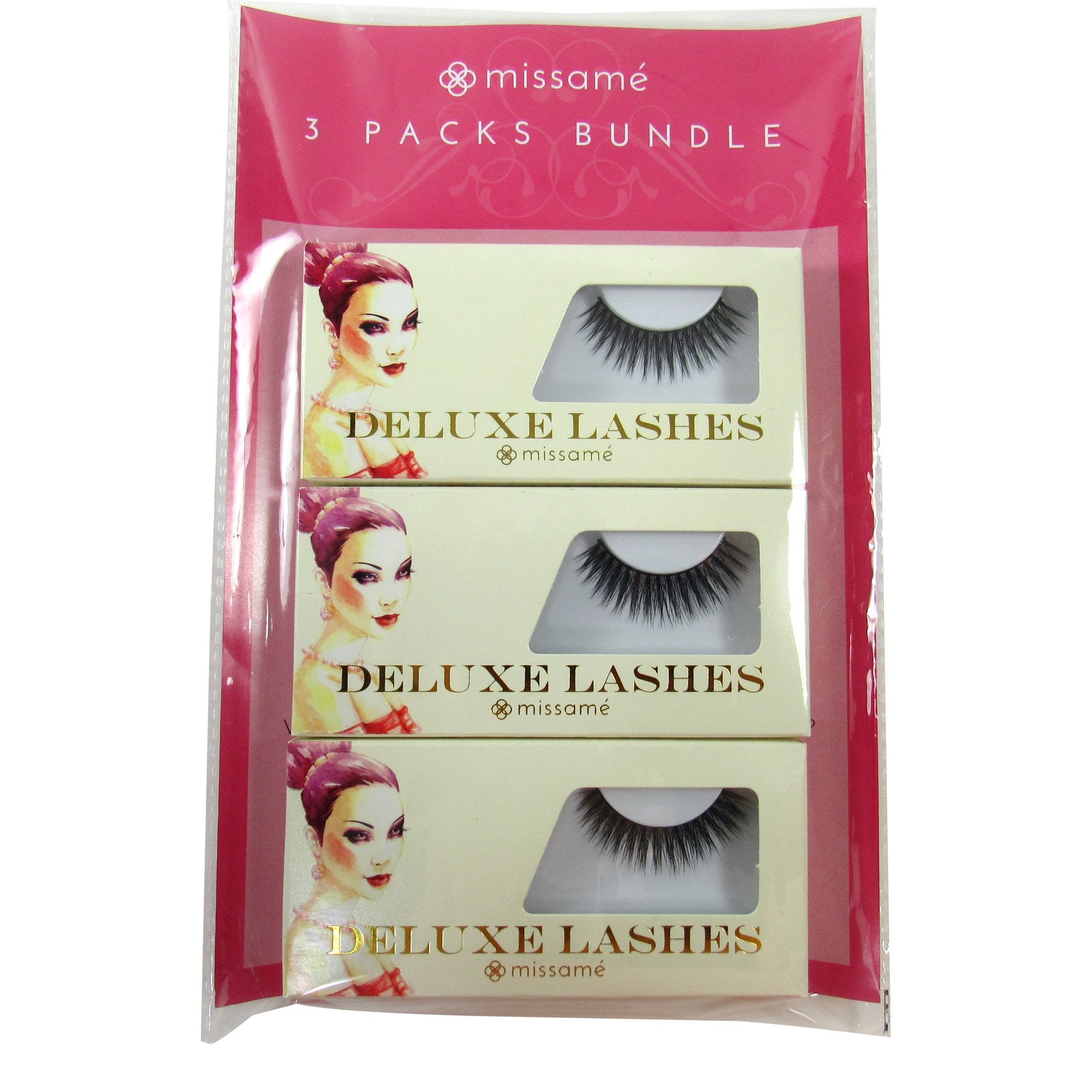Missamé SULTRY Deluxe Beauty False Eyelashes Set Handmade with Synthetic Fibers Black 3 Pairs