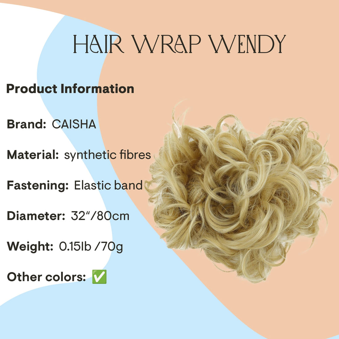 Prettyshop Hairpiece Light Blonde #22H613A Hw39: Prettyshop Xxxl Hairpiece Hair Wrap Scrunchie Scrunchy Updos, Voluminous, Curly Messy Bun, Light Blonde #22H613A Hw39
