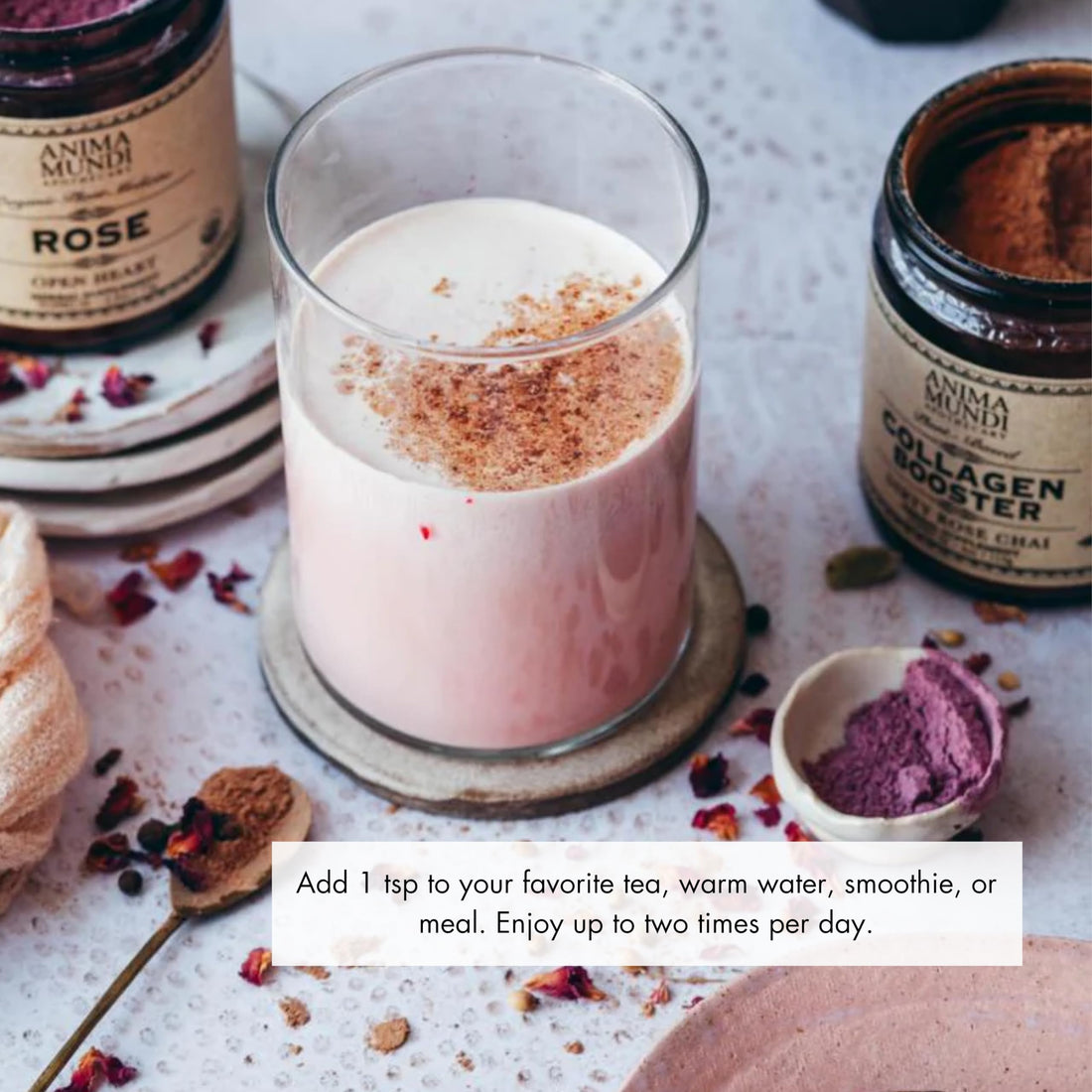 Anima Mundi Apothecary Vegan Collagen Booster Powder, Vanilla Rose Chai Spice - Beauty Supplement for Skin, Hair & Nails - Easy Drink Mix-in (4oz)