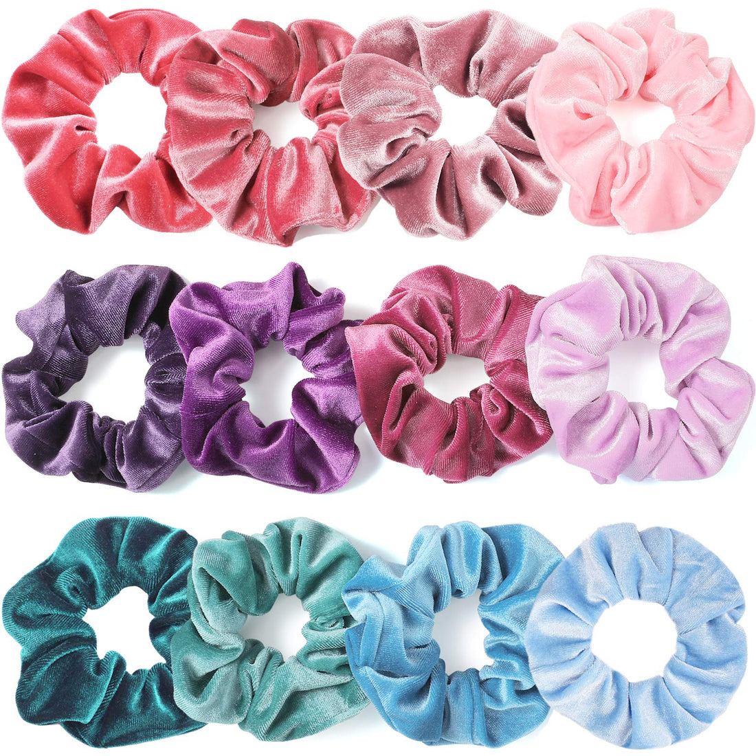 IVARYSS Scrunchies for Girls, 12 Pcs Velvet Scrunchies for Hair, Soft Ponytail Holder, Cute Colors Elastic Hair Bands for Teens and Women