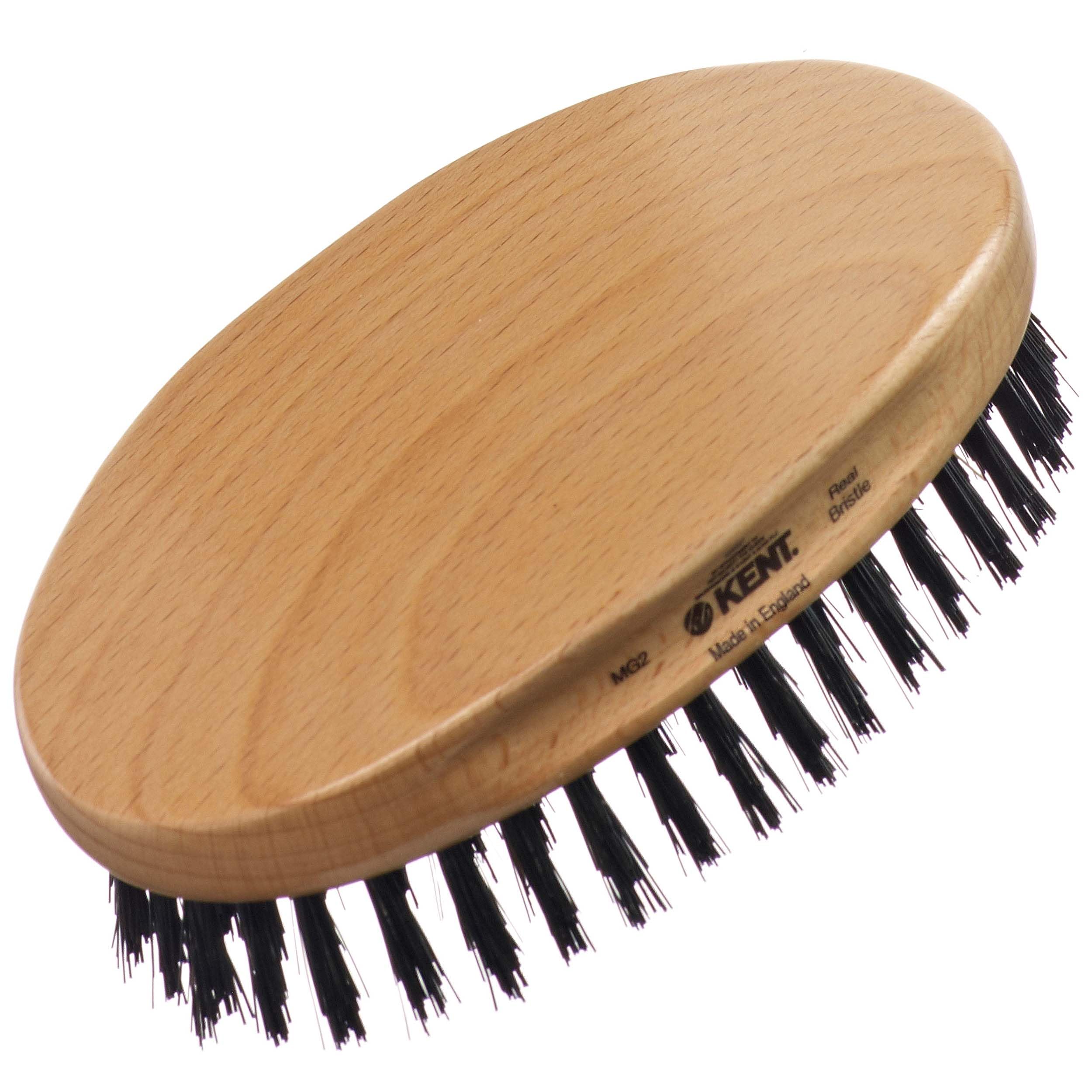Kent Mg2 Oval Beechwood Black Pure Bristle Luxury Military Brush For Fine & Thinning Hair