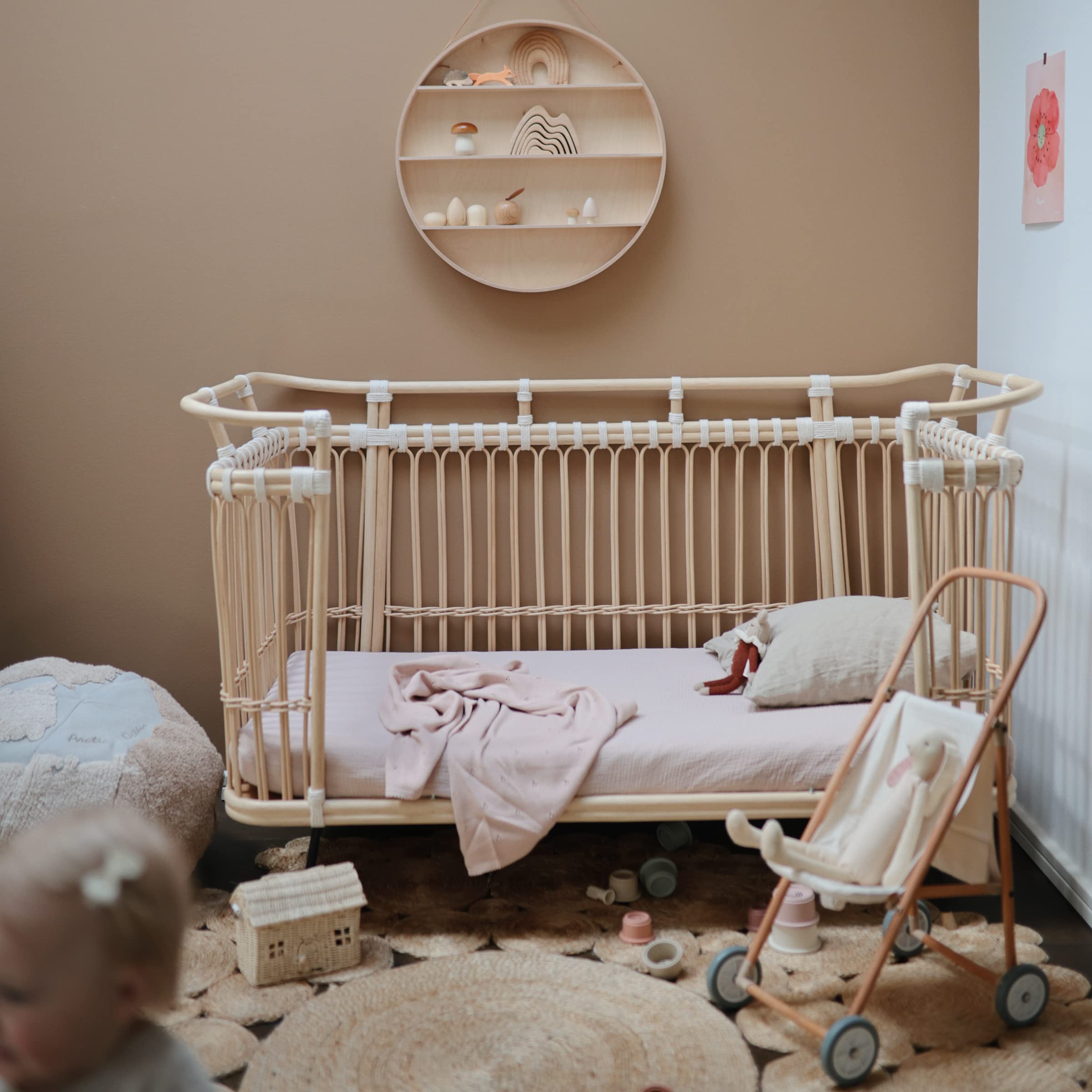 mushie Extra Soft Muslin Fitted Crib Sheet | 192 Thread Count | 28x 52 (Blush)