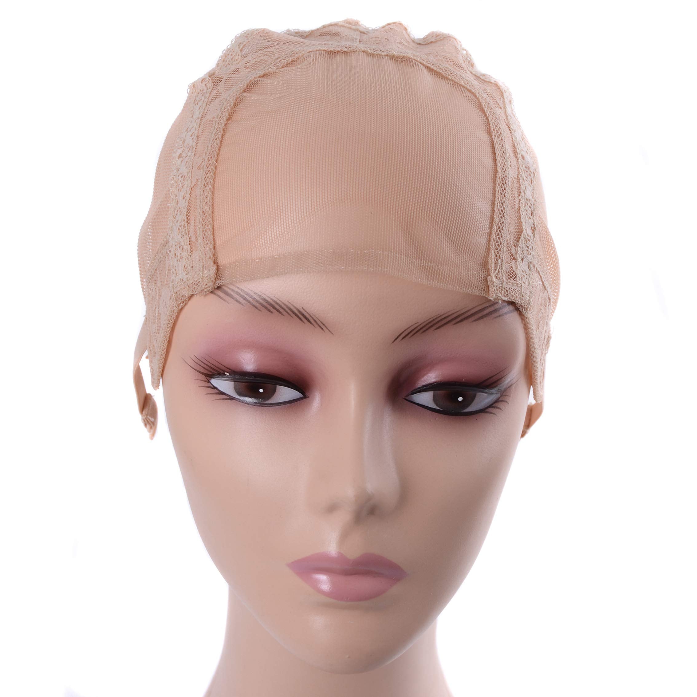 yantaisiyu 4X 4 U Part Swiss Lace Wig Cap For Making Wigs with Adjustable Straps(Blonde L 56 cm) : L, Blonde
