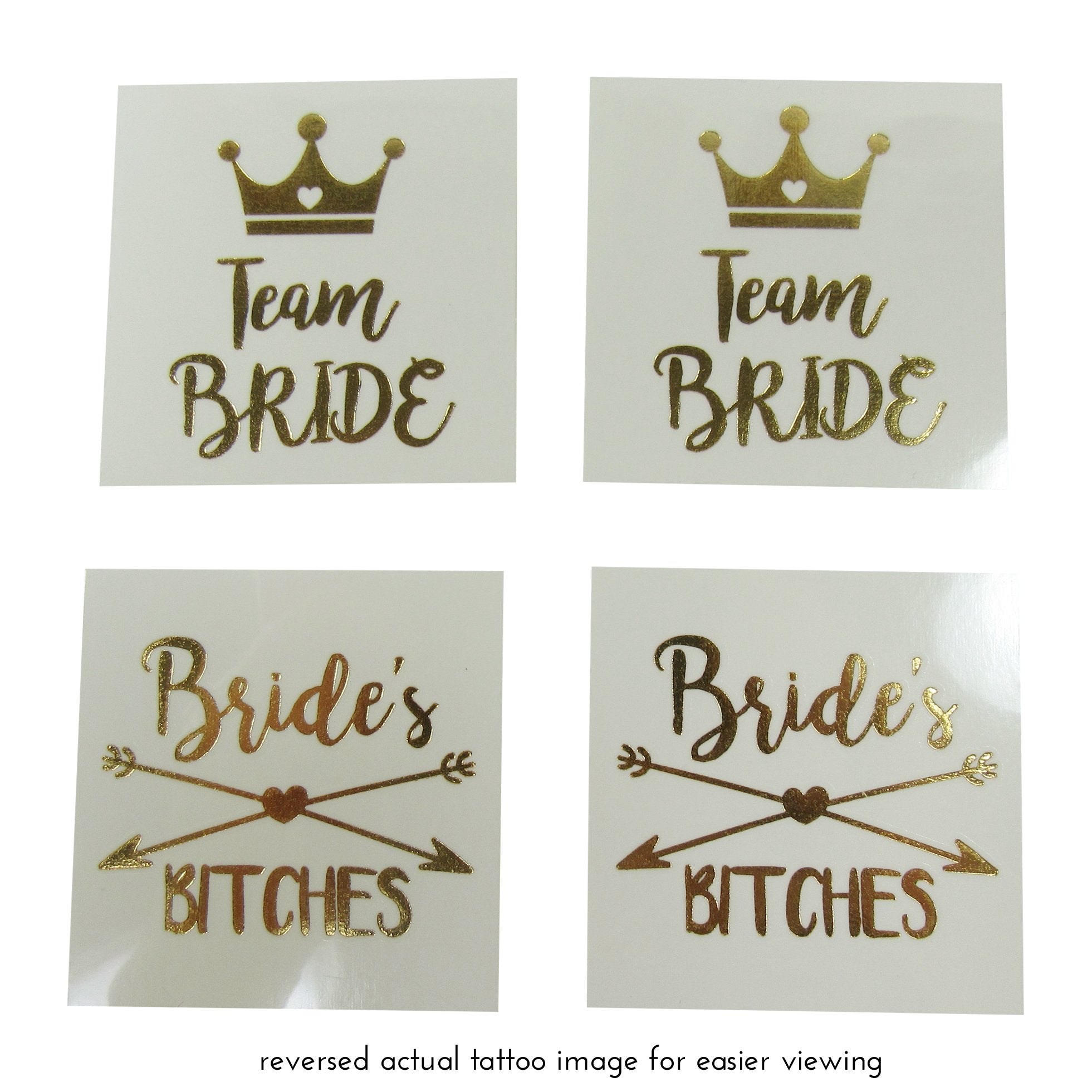 Bachelorette Party Tattoo, Bridal Shower Supplies For Bridesmaids, Gold Metallic Temporary Tattoos Favors