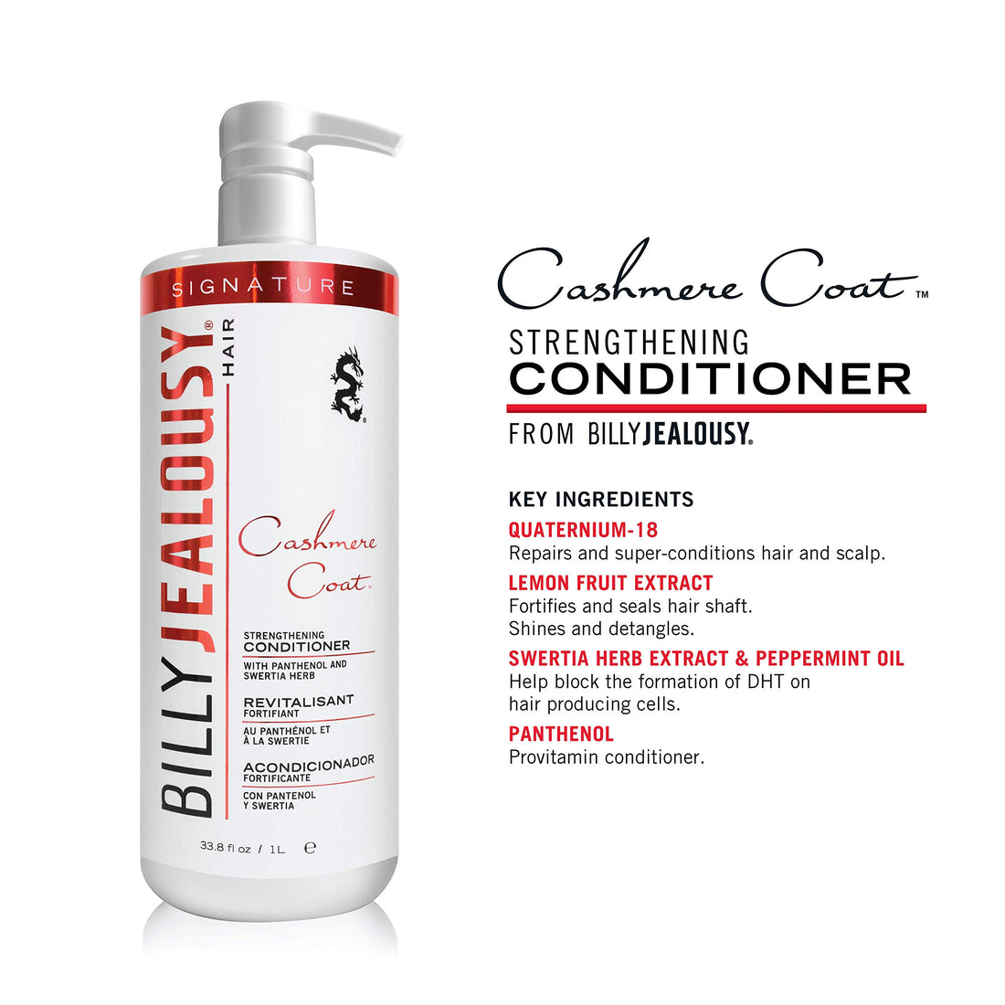 Billy Jealousy Cashmere Coat Hair Strengthening Conditioner, 33.8 fl. oz.