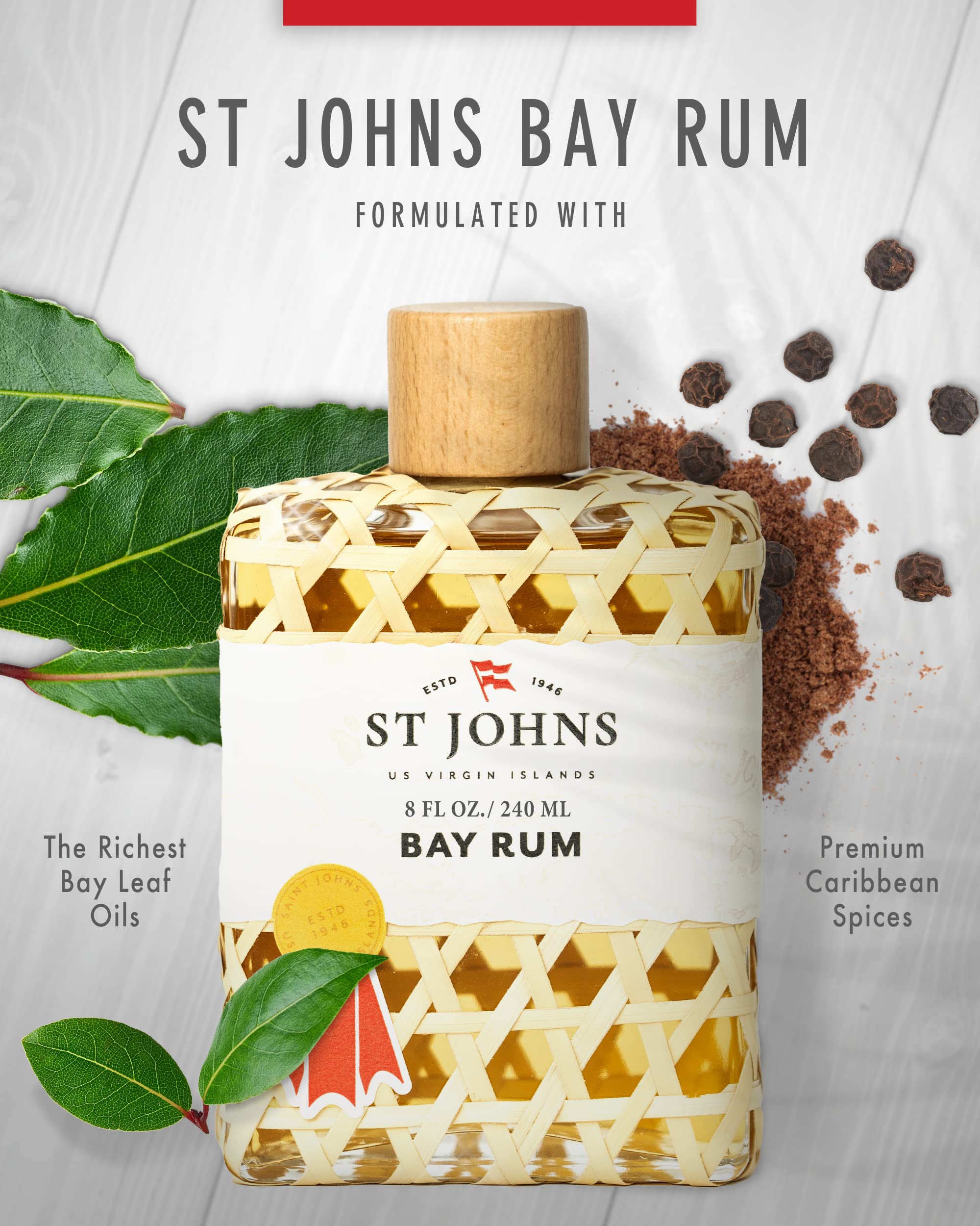 8 Oz Splash : St Johns Fragrance Company Bay Rum Aftershave Cologne 8 Oz Splash
