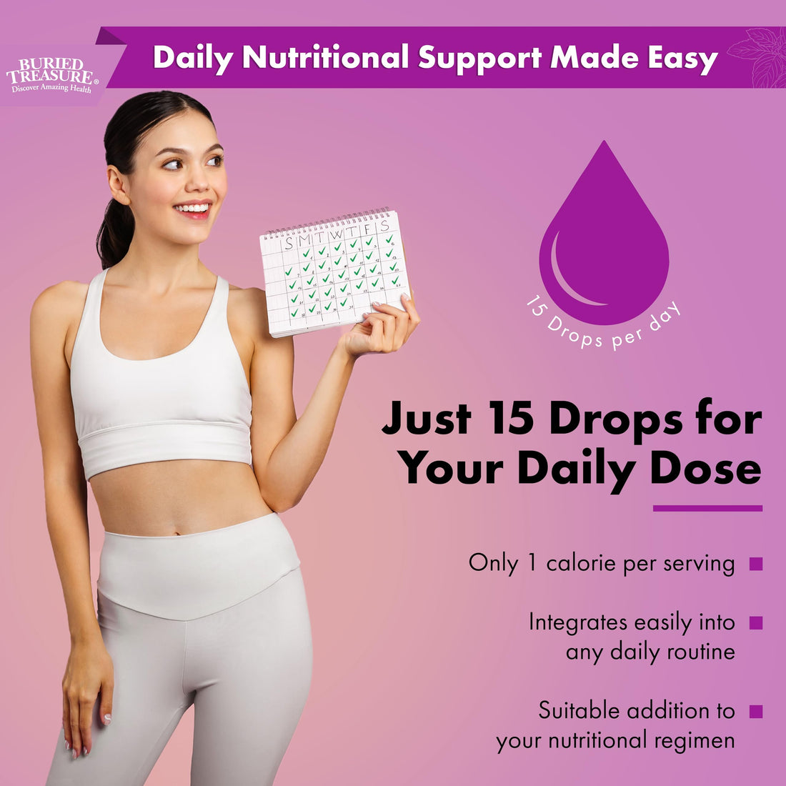 Buried Treasure Folate Drops - Methylated B-9 (Calcium L-5 Methyltetrahydrofolate), Supports Energy Production, Heart Health, and Pregnancy, 5-MTHF Supplement Vegan Safe, 120 Servings