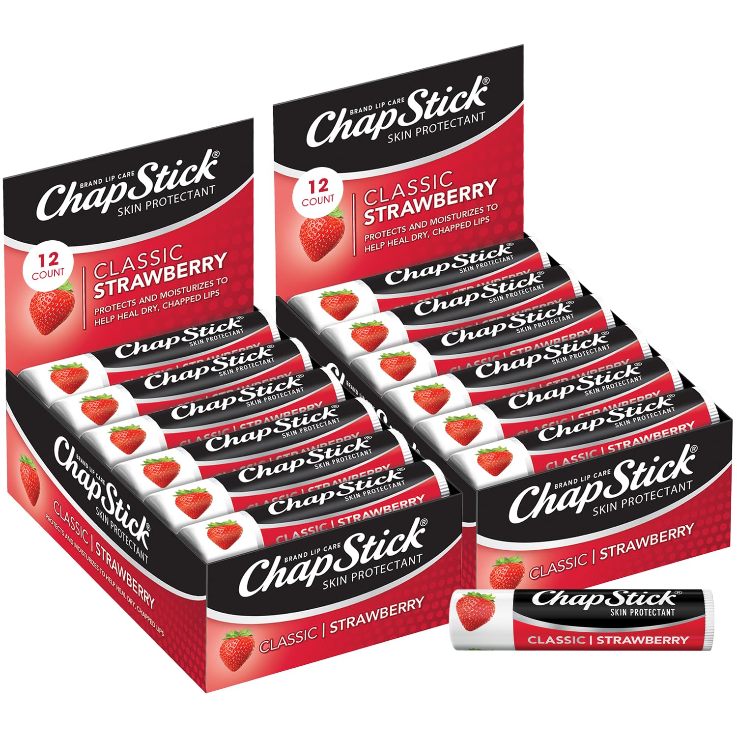 Chapstick Classic Strawberry 0.15oz - Pack of 24 - Skin protectant moisturizer