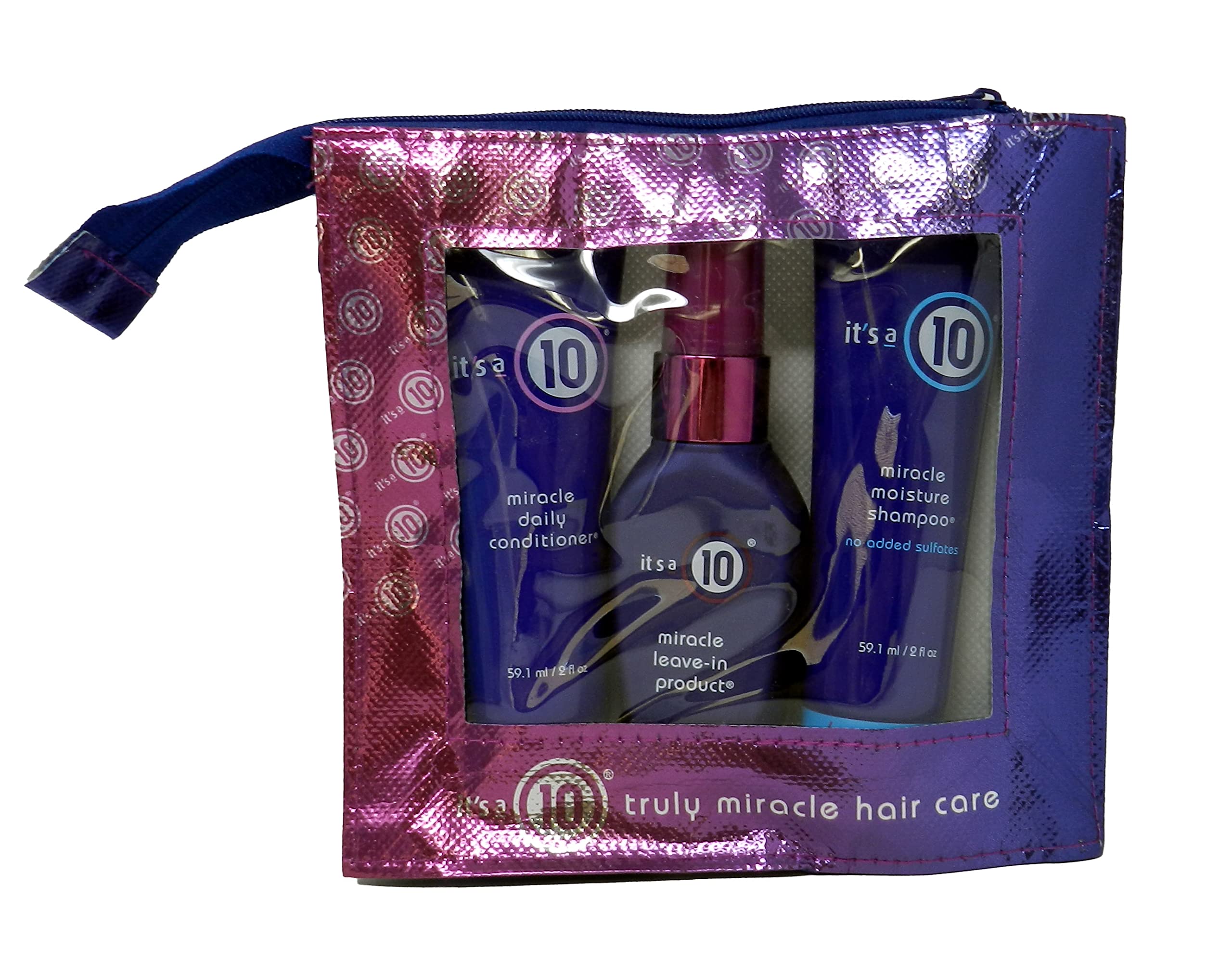 Its A 10 Ten Miracle Travel Bag: Shampoo 2 Oz, Conditioner 2 Oz, Leave In Treatment 2 Oz
