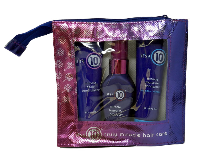 Its A 10 Ten Miracle Travel Bag: Shampoo 2 Oz, Conditioner 2 Oz, Leave In Treatment 2 Oz