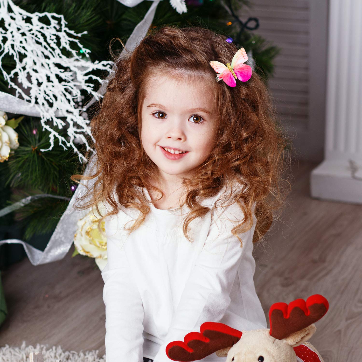 Gejoy 16 Pieces Butterfly Clips Baby Hair Clips Butterfly Glitter Barrette for Women Girl and Infant, 8 Styles