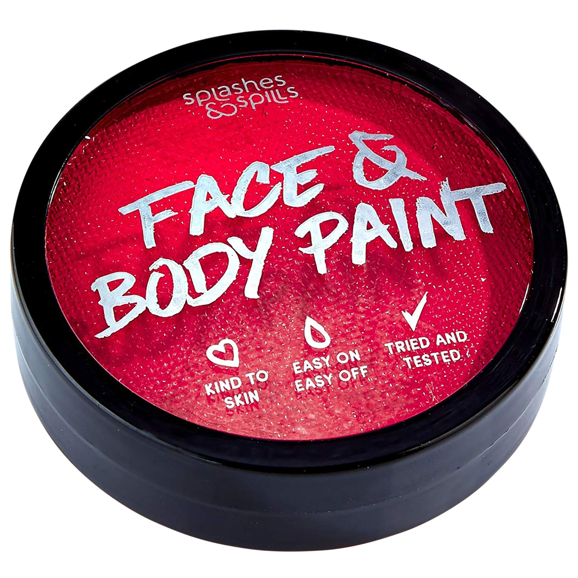 Face and Body Paint Cream - Red, 18g Cake Tub - Pretend Costume and Dress Up Makeup by Splashes & Spills