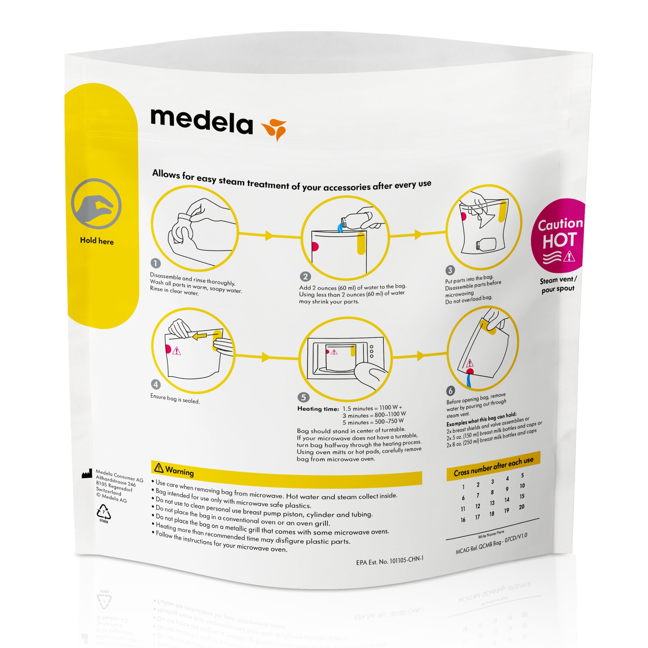 Medela Quick Clean Micro-Steam Bags for Bottles and Breast Pump Parts | 12 CT