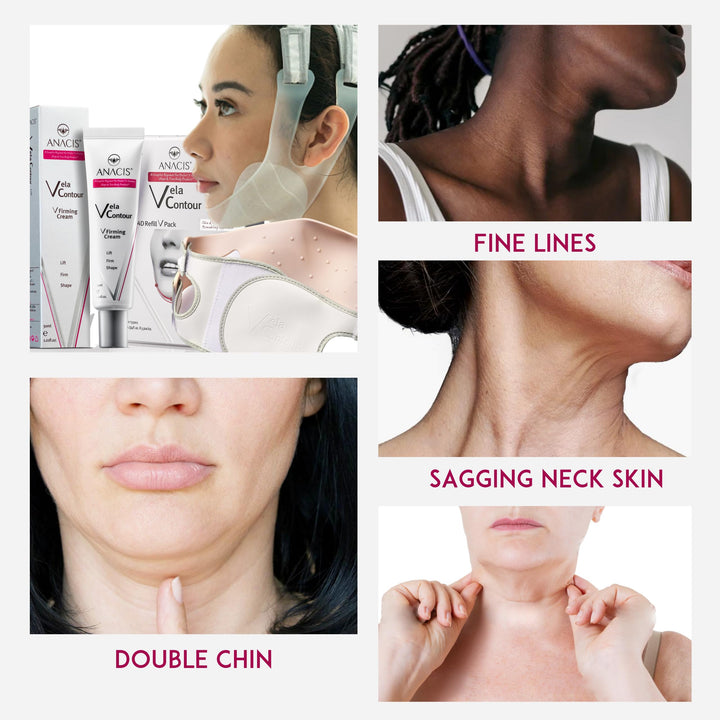 Vela Contour Double Chin Reducer Neck Line Face Lift Slim (Cream Masks Belt)