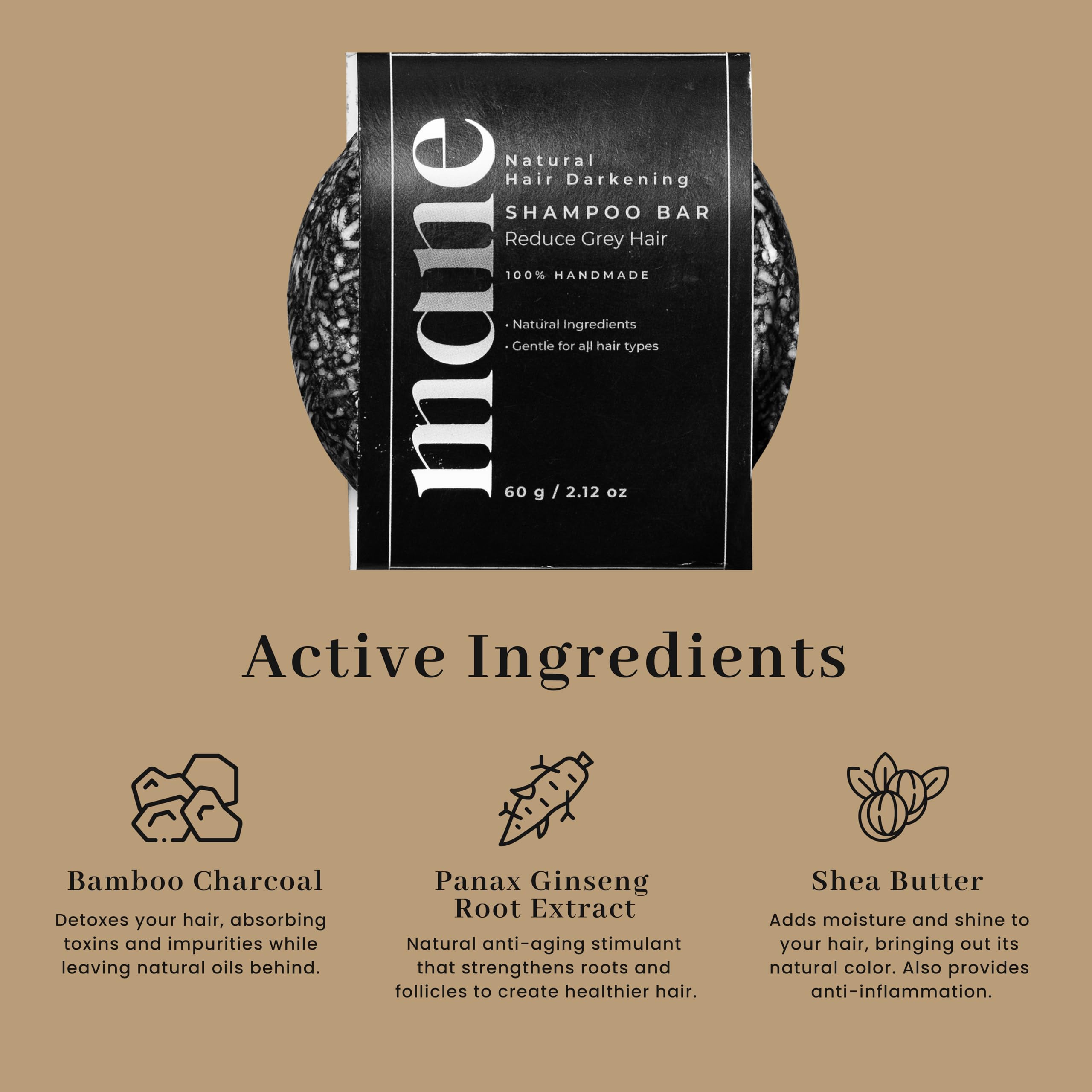 Superior Mane Shampoo Bar for Men. Hair Growth Formula for Stronger, Shinier Hair, Scalp, Beard & Eyebrow. With Bamboo Charcoal, Ginseng and Shea Butter