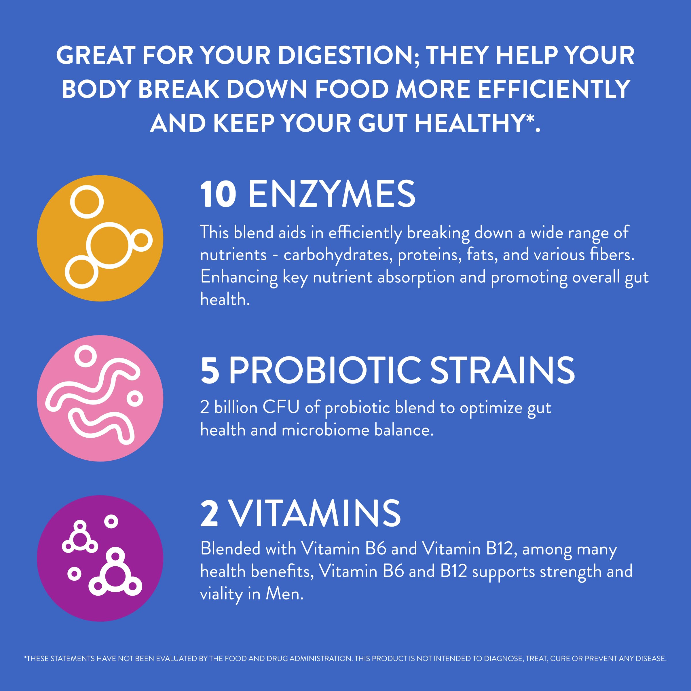 FRISKA Men’s Daily Digestive Enzyme and Probiotics Supplement, Natural Support for Male Digestive Health, Bloating, Gas, Indigestion Relief, Supports Gut Health, Lactase and B-Vitamins, 30 Capsules