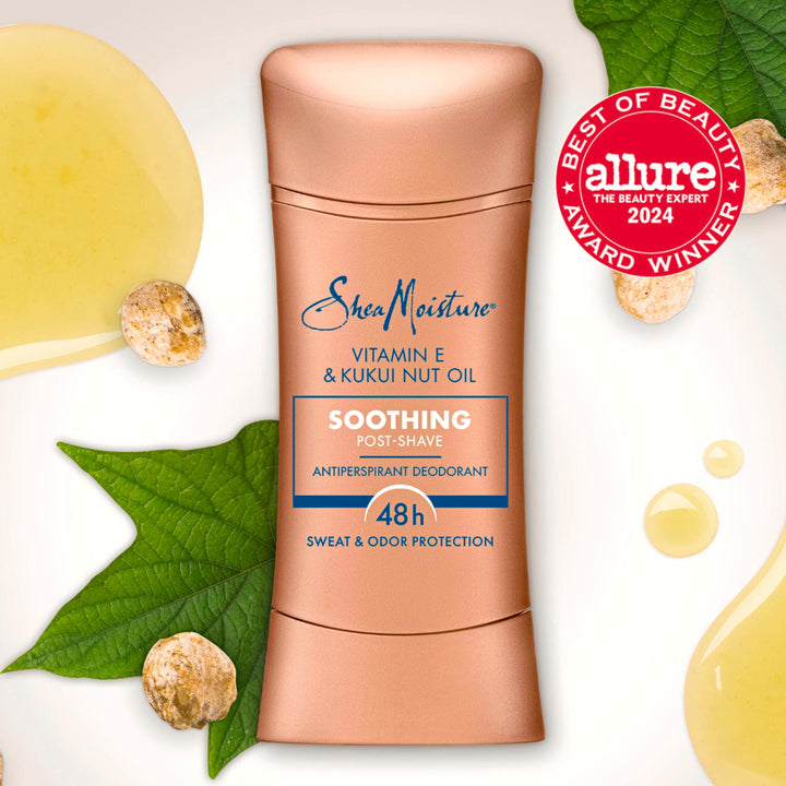 SheaMoisture Antiperspirant Deodorant Stick Soothing Vitamin E & Kukui Nut Oil, 2 count for 48HR Sweat & Odor Protection with No Parabens & No Mineral Oil 2.6 oz