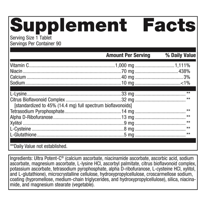 Metagenics Ultra Potent-C 1000 Vitamin C - Gentle, Buffered Vitamin C Supplement - Immune Support Supplement* - Ascorbic Acid - 90 Tablets