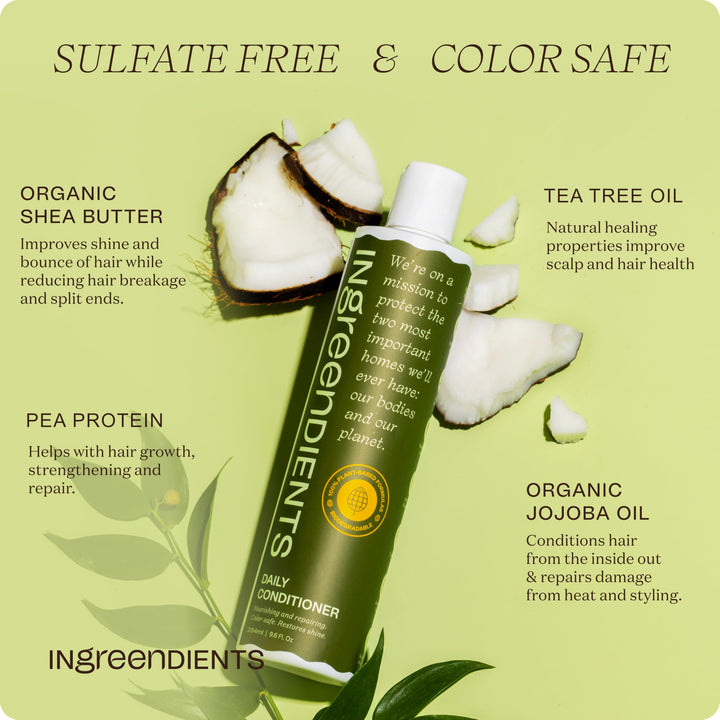 Ingreendients Tea Tree Hair Conditioner - Organic, Sulfate-Free, Color-Safe, Silicone-Free, Cruelty-Free, with Shea Butter and Jojoba Oil