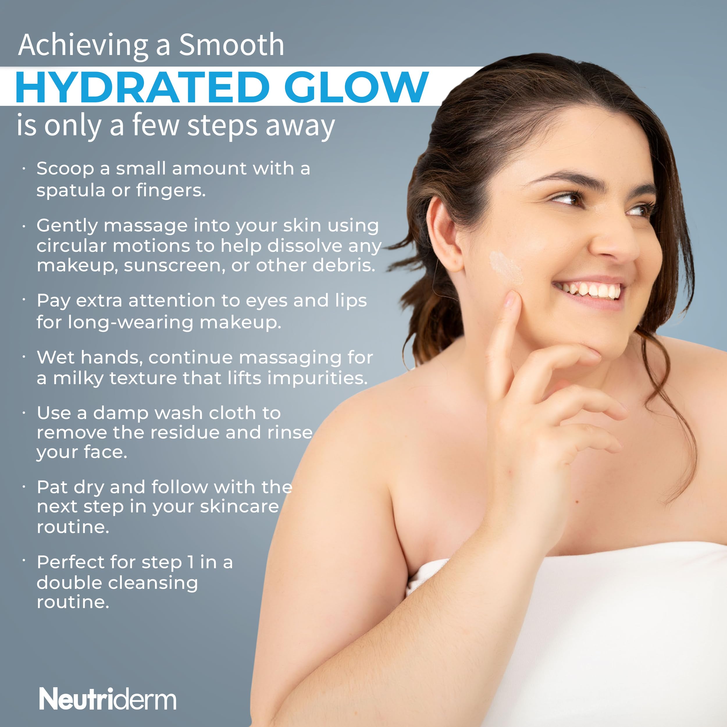 NEUTRIDERM Cleansing Balm – Hydrating Makeup Remover Balm & Oil Based Cleanser with Vitamin E & Ceramides for Soft, Radiant Skin | All Skin Types (80g/2.8oz)