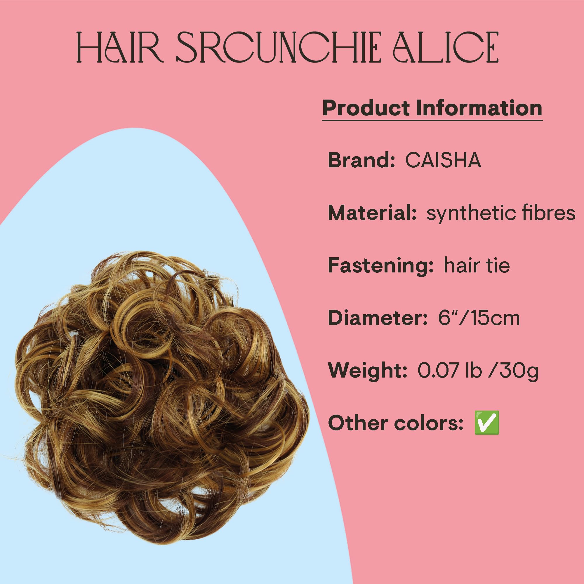 brown mix 30H26 : PRETTYSHOP Scrunchie Scrunchy Bun Up Do Hair piece Hair Ribbon Ponytail Extensions Wavy Curly or Messy brown mix 30H26