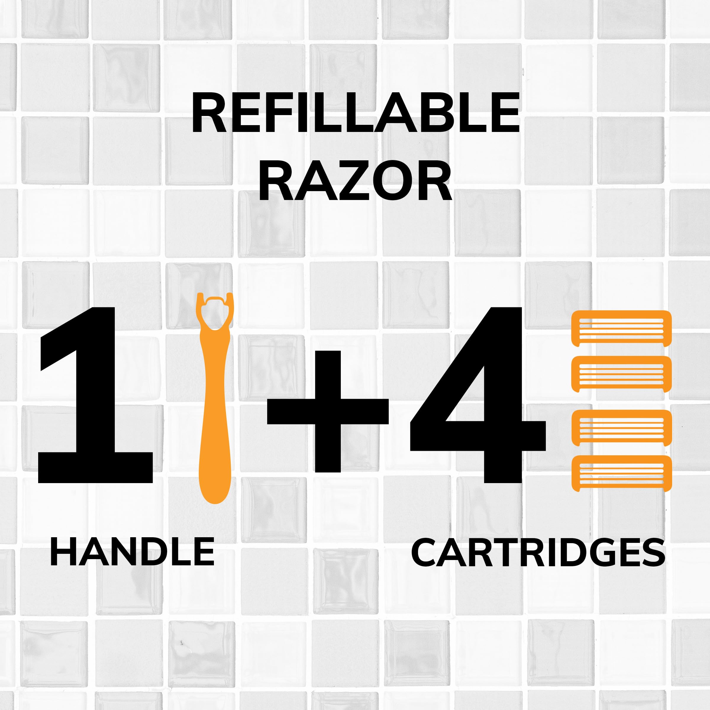 BIC Flex 4 Refillable Razors for Men, Long-Lasting 4 Blade Razors for Sensitive Skin, 1 Handle and 4 Cartridges, 5 Piece Shaving Gift Set