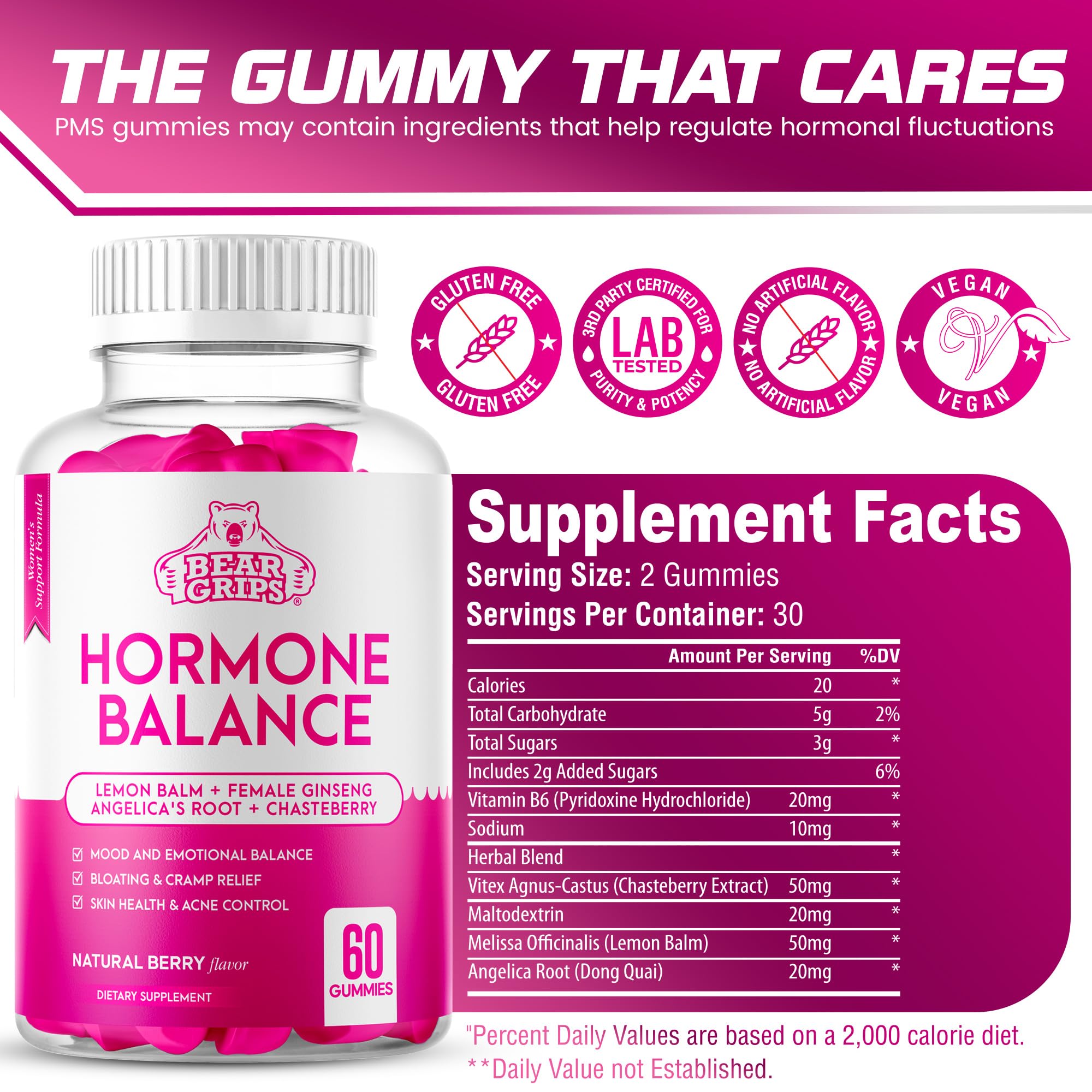 Hormone Balance for Women - PMS Relief Gummies and Bloating Relief for Women, Balance Complex for Women - All-in-One Menopause Supplements for Women, Menopause Relief, Natural Support for Cramps