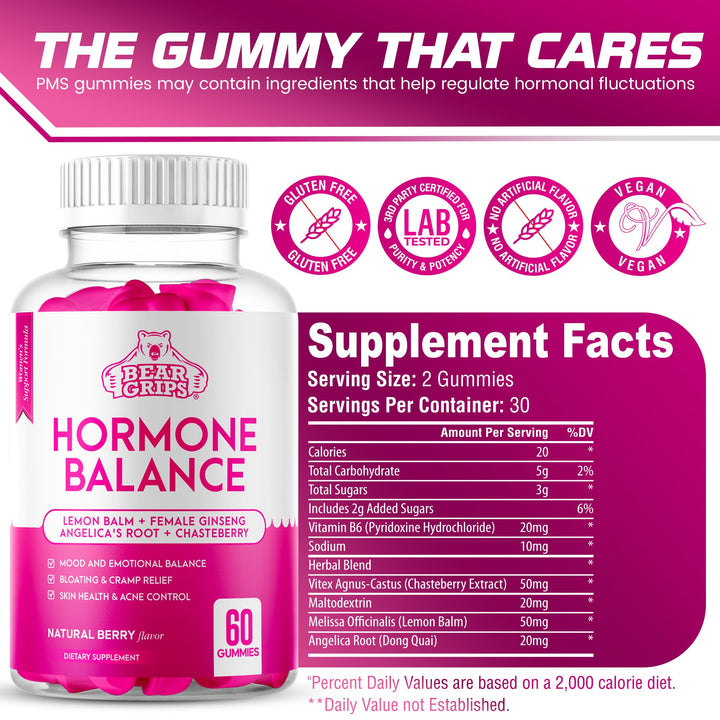 Hormone Balance for Women - PMS Relief Gummies and Bloating Relief for Women, Balance Complex for Women - All-in-One Menopause Supplements for Women, Menopause Relief, Natural Support for Cramps