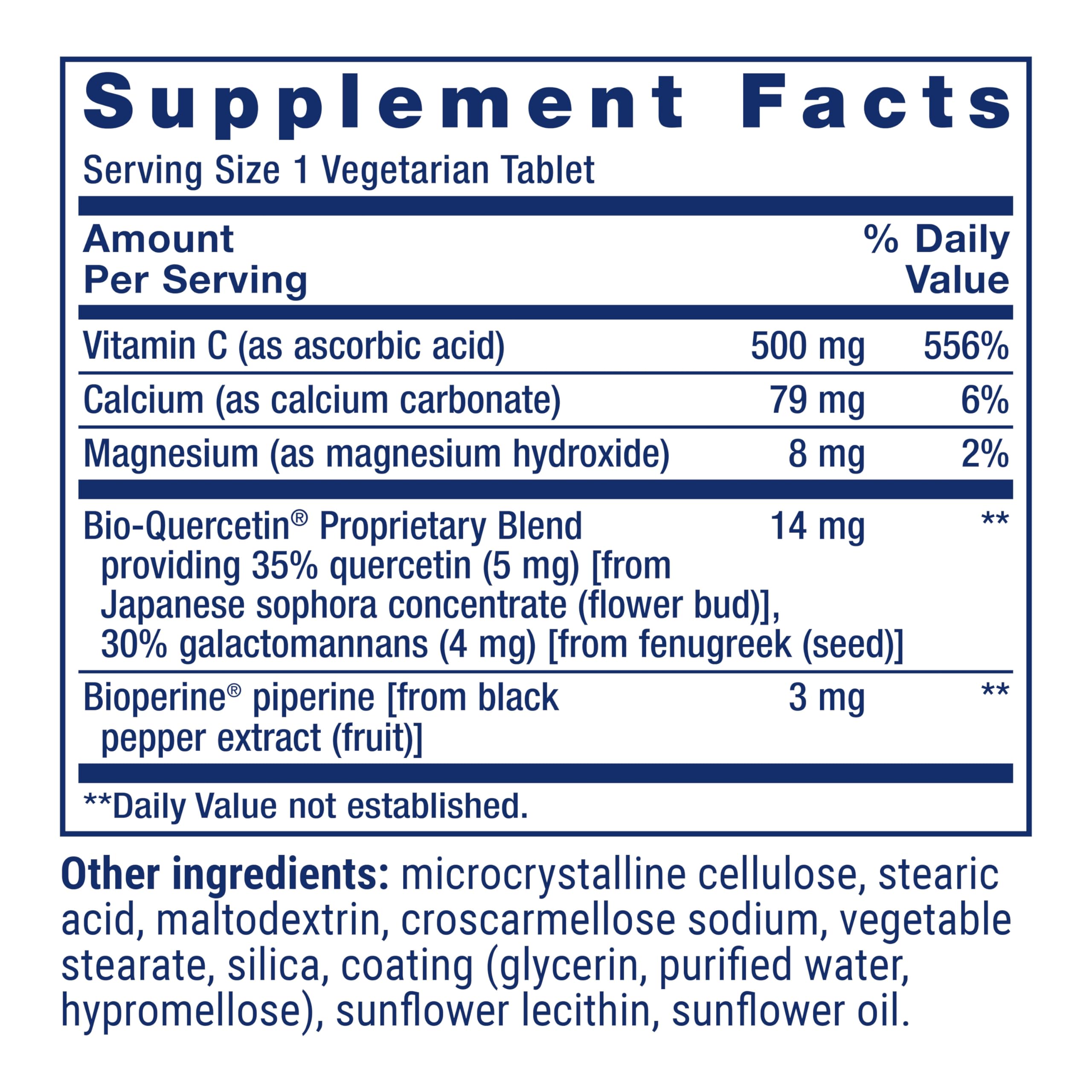 Life Extension Fast-C® and Bio-Quercetin®, Fast delivery and Absorption, Vitamin C, Fenugreek, Immune Support, Magnesium, Gluten-Free, Non-GMO, Vegetarian, 60 Tablets
