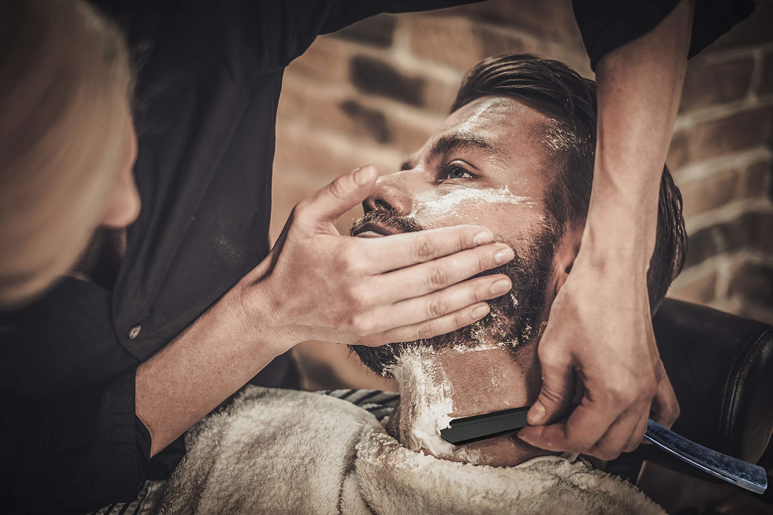 100 BLADES + FacÃƒn Professional Wooden Straight Edge Barber Razor - Salon Quality Cut Throat Shavette