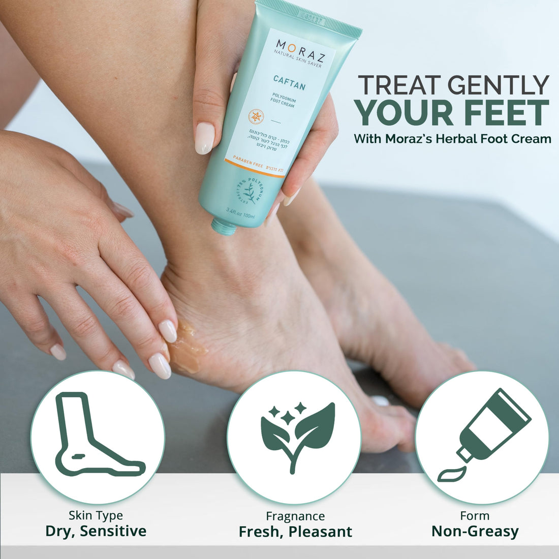 Herbal Foot Cream For Dry Skin By Moraz | 50 Ml | For Treating The Intensive Care For Extremely Dry Feet, Rough Patches And Cracked Heels. Easy & Quick Absorption. Wonderful Fragrance.