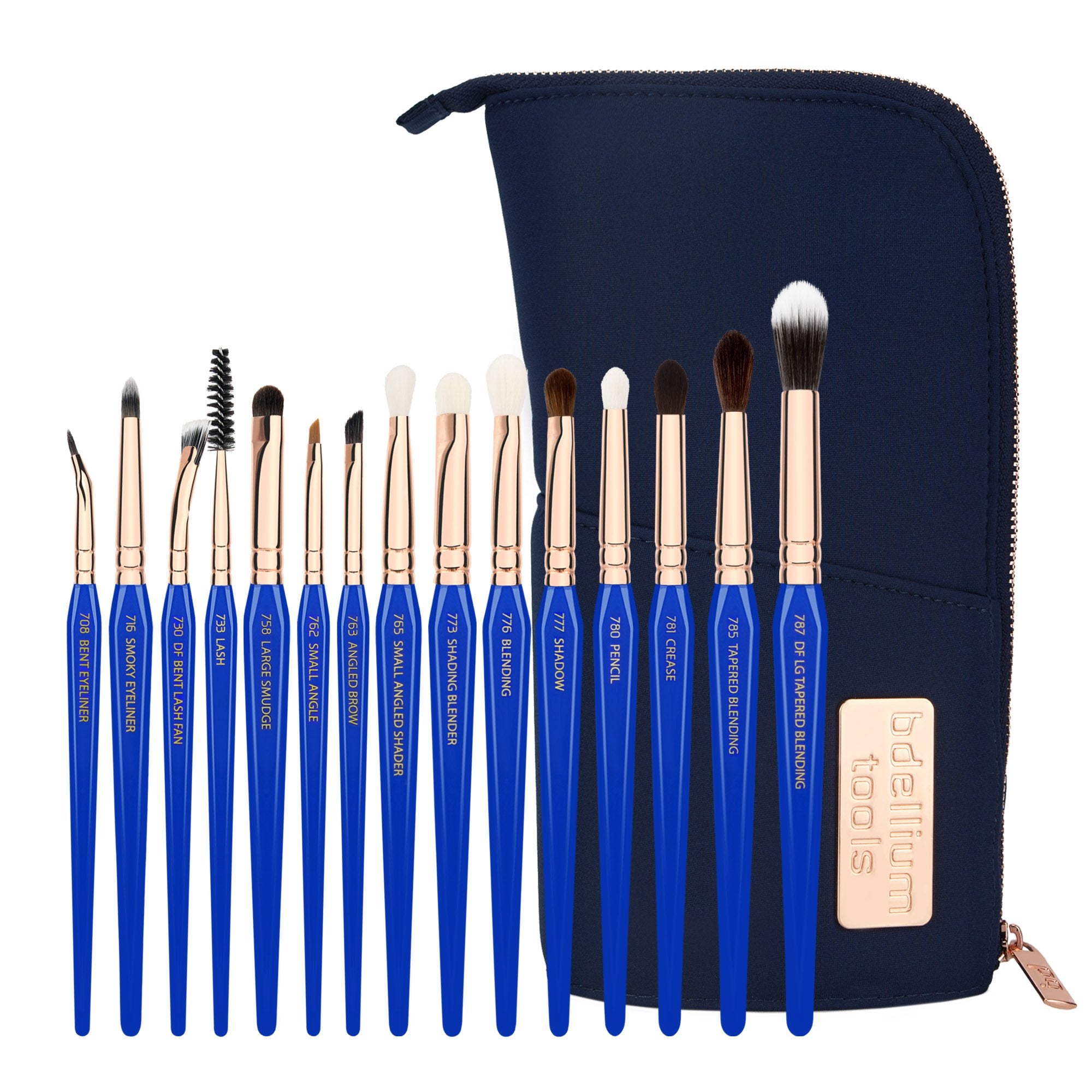 Bdellium Tools Professional Makeup Brush Golden Triangle - Eyes Only 15pc. Brush Set with Stand-Up Pouch