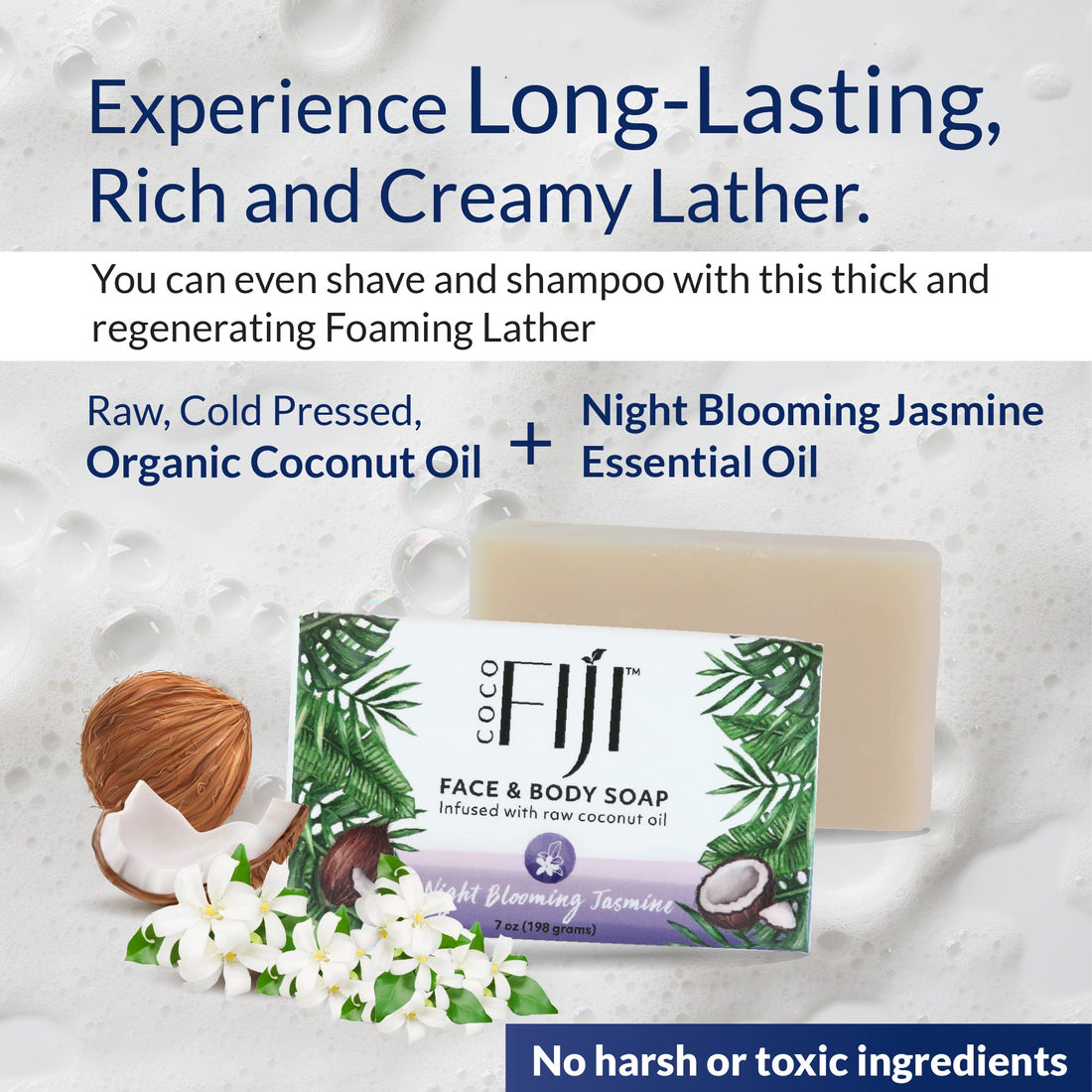 Organic Bar Soap, Night Blooming Jasmine 7 Oz by Organic Fiji