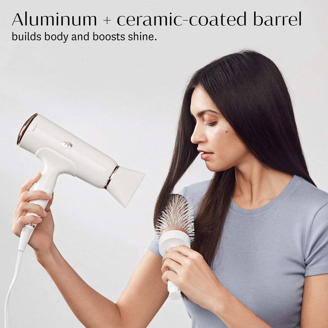 T3 - Volume 2.5 Round Hair Brush | 2.5 Ceramic-Coated Barrel Vented Round Brush for Blow Drying | Hair Styler for All Hair Lengths