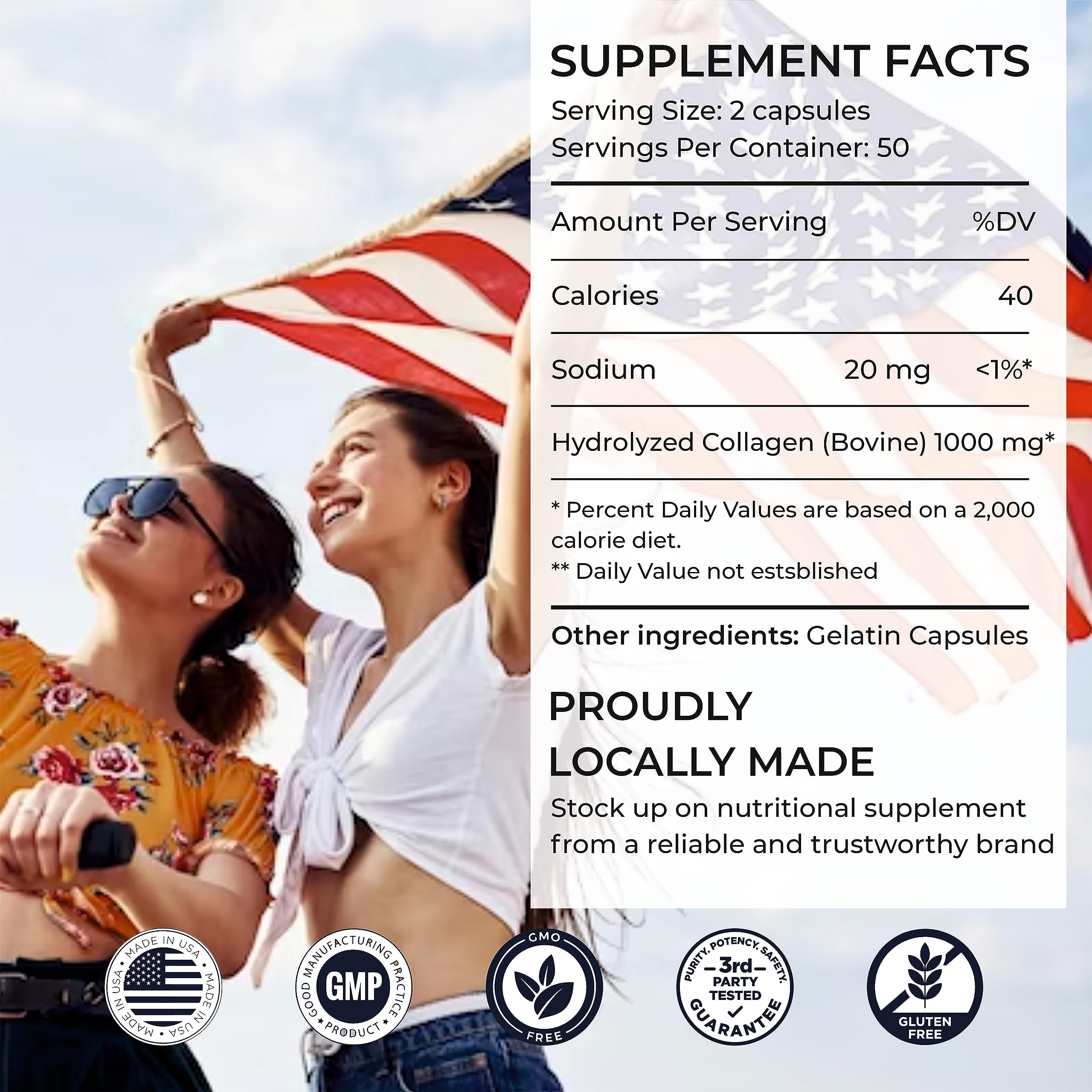 SIRUNES Bovine Collagen Supplements for Men and Women I Hydrolyzed Grass Fed Bovine Collagen Peptides Dietary Supplement for Joint, Nerve & Bone Support - Non-GMO, Anti-Aging - 100 Capsules