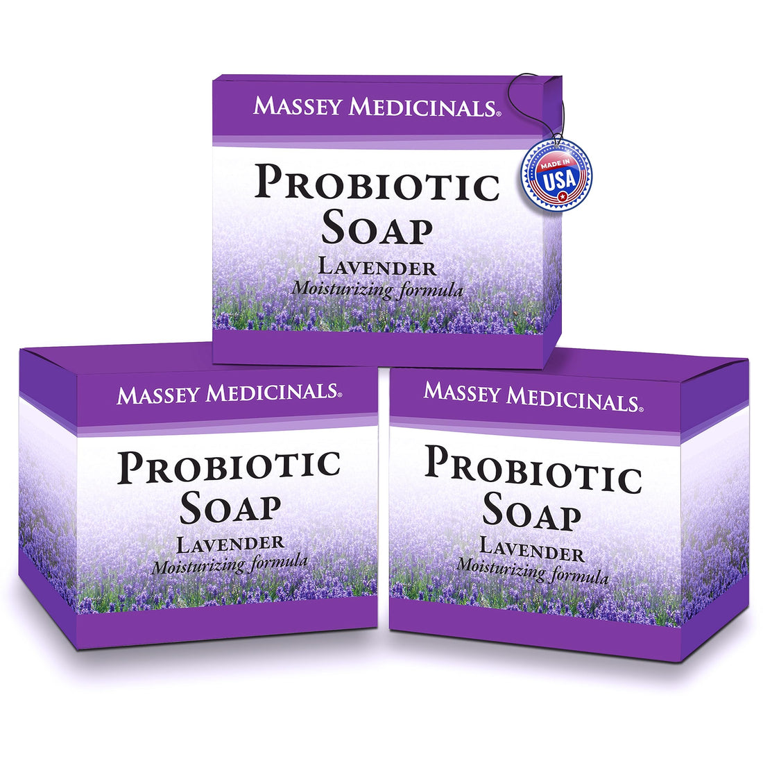 Three (3) Bars of Candida Freedom Probiotic Lavender Soap 4 oz - 3 bars