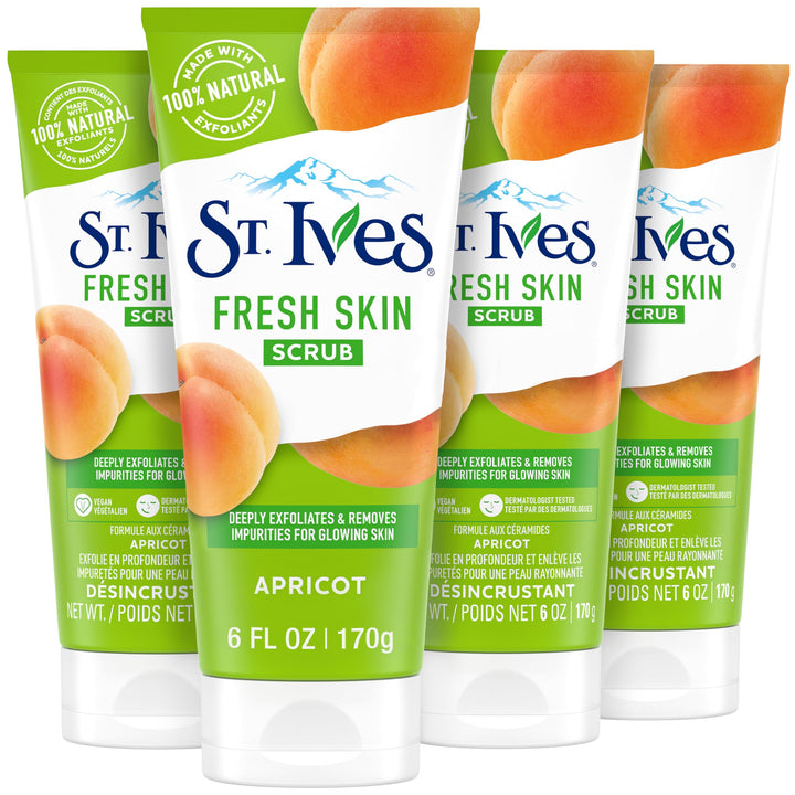 St. Ives Fresh Skin Face Scrub, Apricot, 6 oz, 4 count