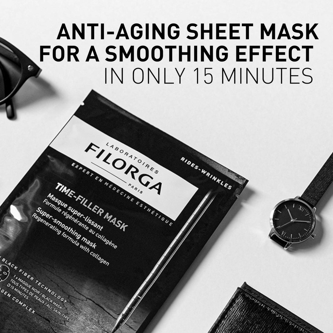 Filorga Time-Filler Super Smoothing Black Mask for Unisex - 0.811 oz Mask
