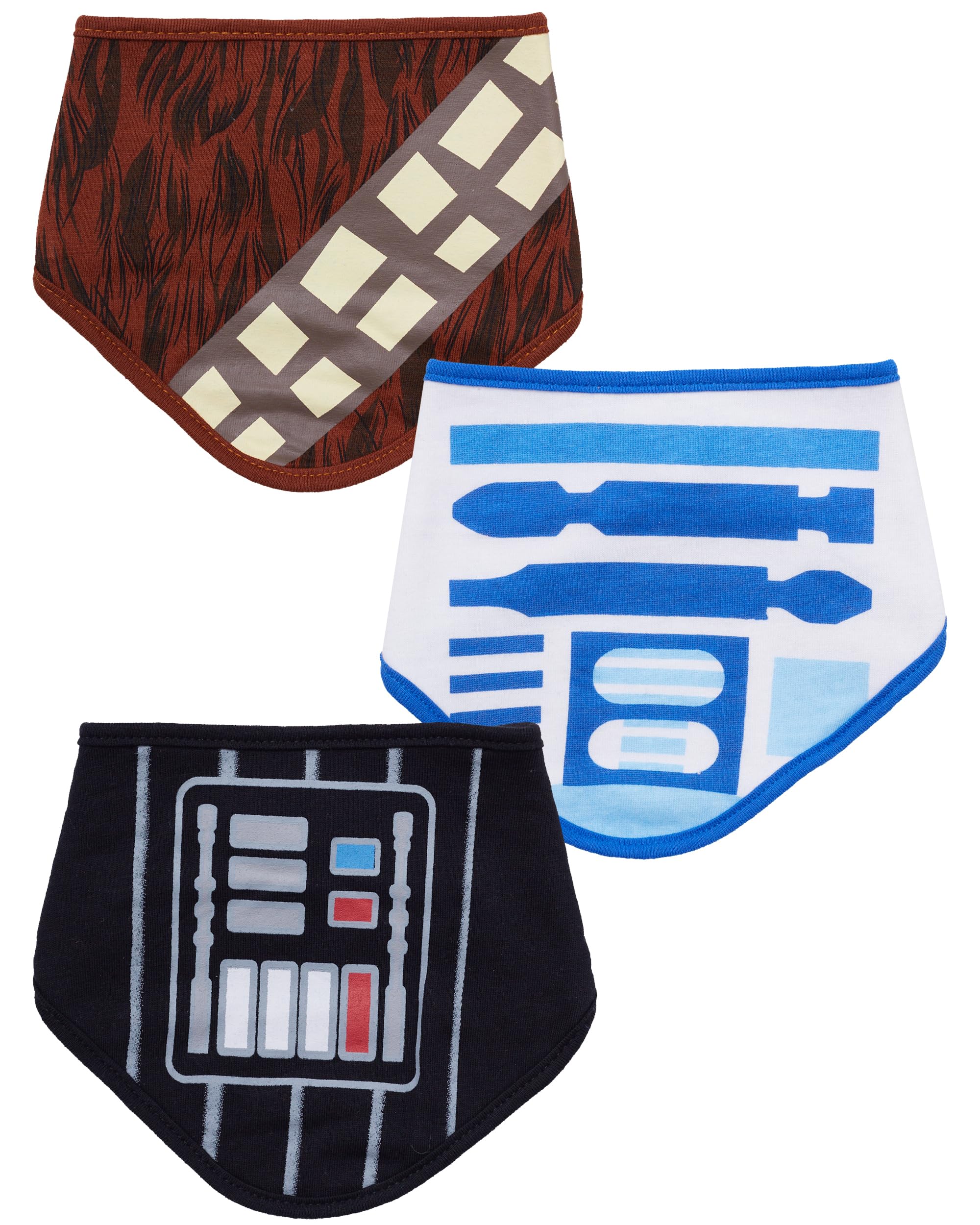 STAR WARS Baby Boys' Bandana Bibs 3 Pack Set for Feeding, Teething, and Drooling Darth Vader Chewbacca R2-D2